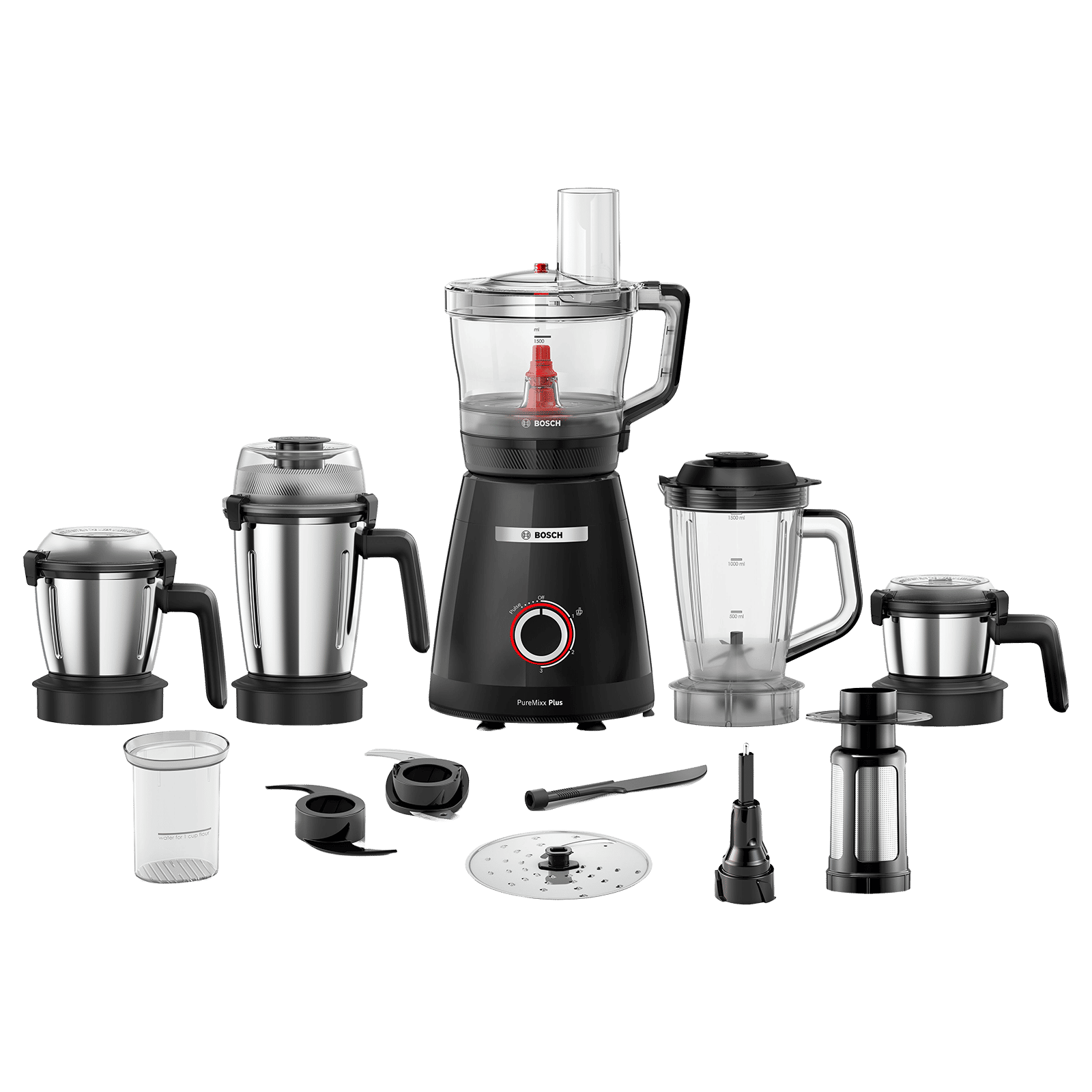 Bosch PureMixx 800 Watt 5 Jars Mixer Grinder (22500 RPM, Patented Stone Pounding Technology, Black) Bosch PureMixx 800 Watt 5 Jars Mixer Grinder (22500 RPM, Patented Stone Pounding Technology, Black)_1