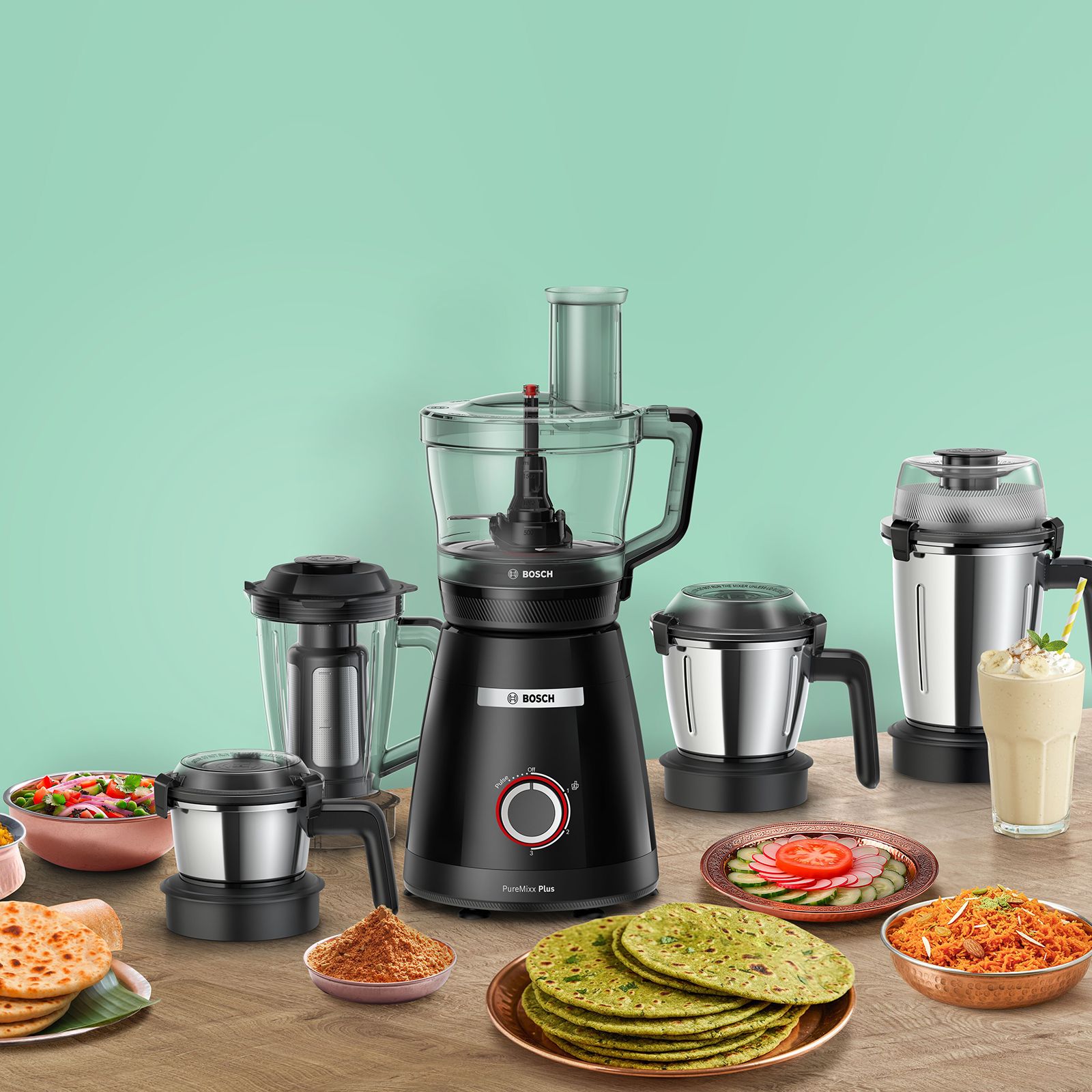 Bosch PureMixx 800 Watt 5 Jars Mixer Grinder (22500 RPM, Patented Stone Pounding Technology, Black) Bosch PureMixx 800 Watt 5 Jars Mixer Grinder (22500 RPM, Patented Stone Pounding Technology, Black)_9