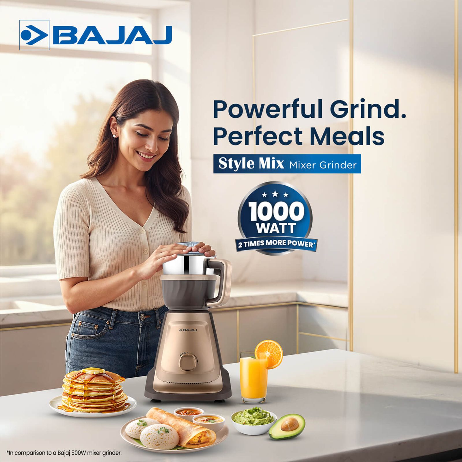 Bajaj Style Mix 1000 Watt 5 Jars Mixer Grinder (20000 RPM, Powerful Titan Motor, Sahara Beige) Bajaj Style Mix 1000 Watt 5 Jars Mixer Grinder (20000 RPM, Powerful Titan Motor, Sahara Beige)_11