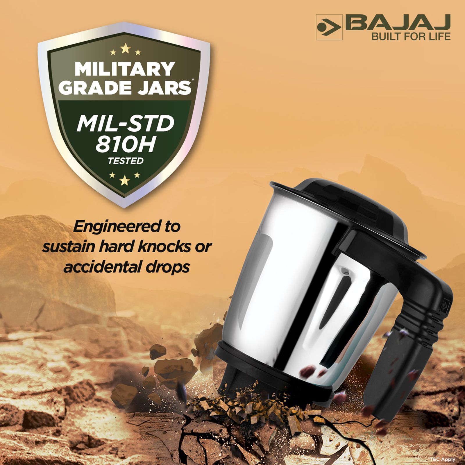 Bajaj Military Series Finesse 750 Watt 3 Jars Mixer Grinder (20000 RPM, Powerful Titan Motor, Black & Copper) Bajaj Military Series Finesse 750 Watt 3 Jars Mixer Grinder (20000 RPM, Powerful Titan Motor, Black & Copper)_7