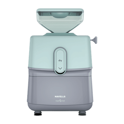 HAVELLS nutrigrind 400 Watts 4.5 Kg Flour Mill Machine (Built in Overload Protection, GHFWGGQG040, Green & Grey)