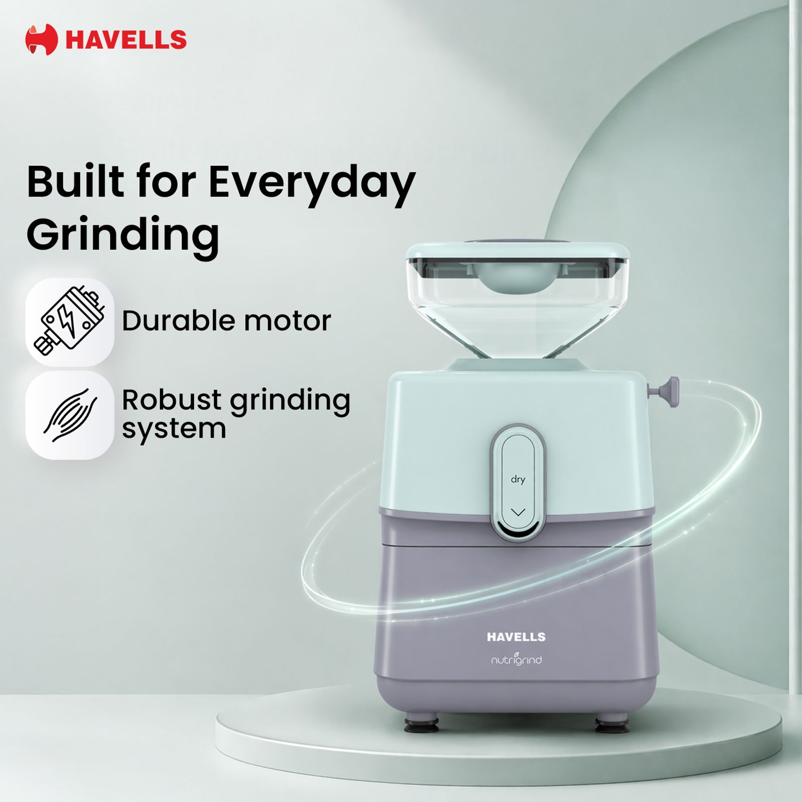HAVELLS nutrigrind 400 Watts 4.5 Kg Flour Mill Machine (Built in Overload Protection, GHFWGGQG040, Green & Grey) HAVELLS nutrigrind 400 Watts 4.5 Kg Flour Mill Machine (Built in Overload Protection, GHFWGGQG040, Green & Grey)_6