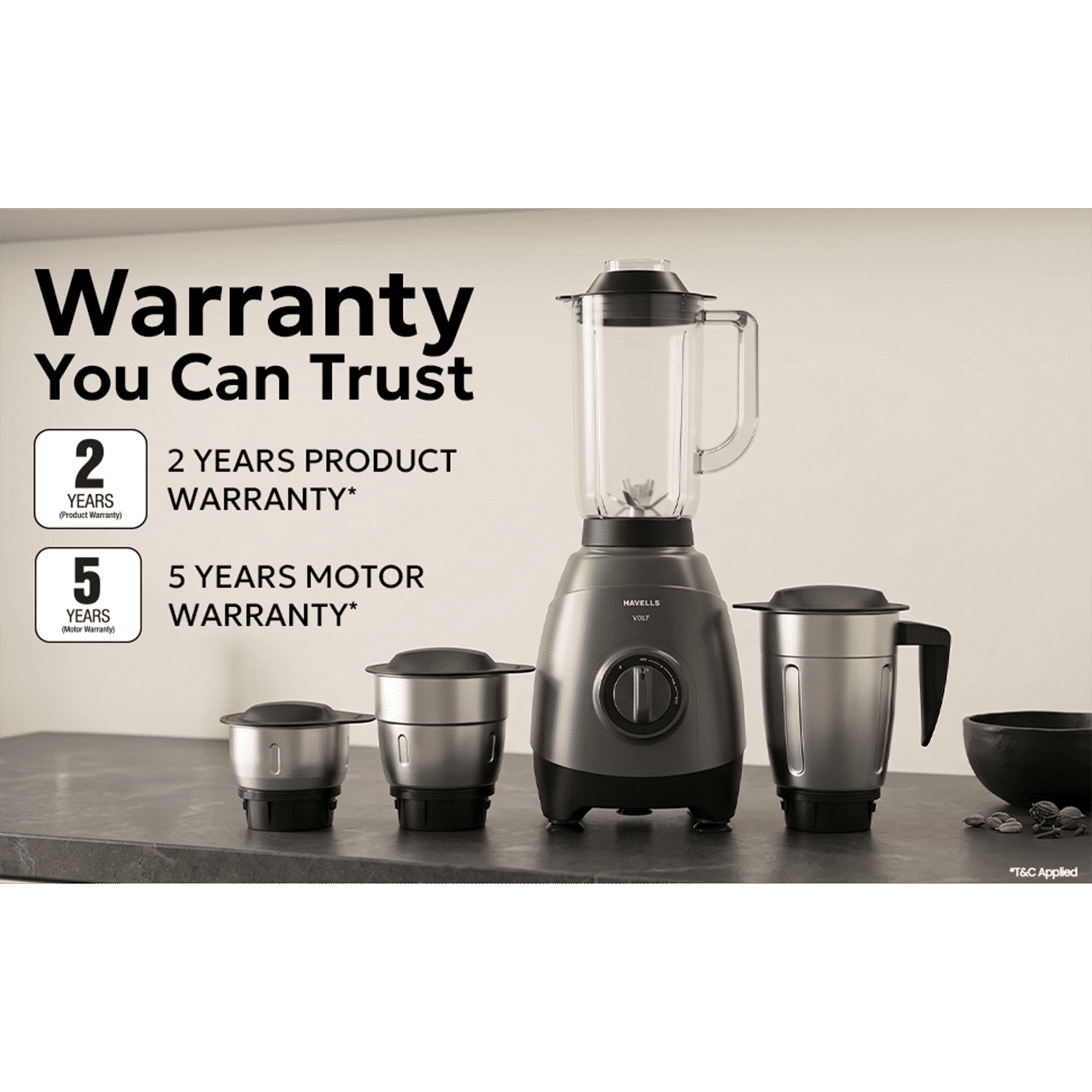 Havells Volt 750 Watt 4 Jars Mixer Grinder (21000 RPM, Grey)_10