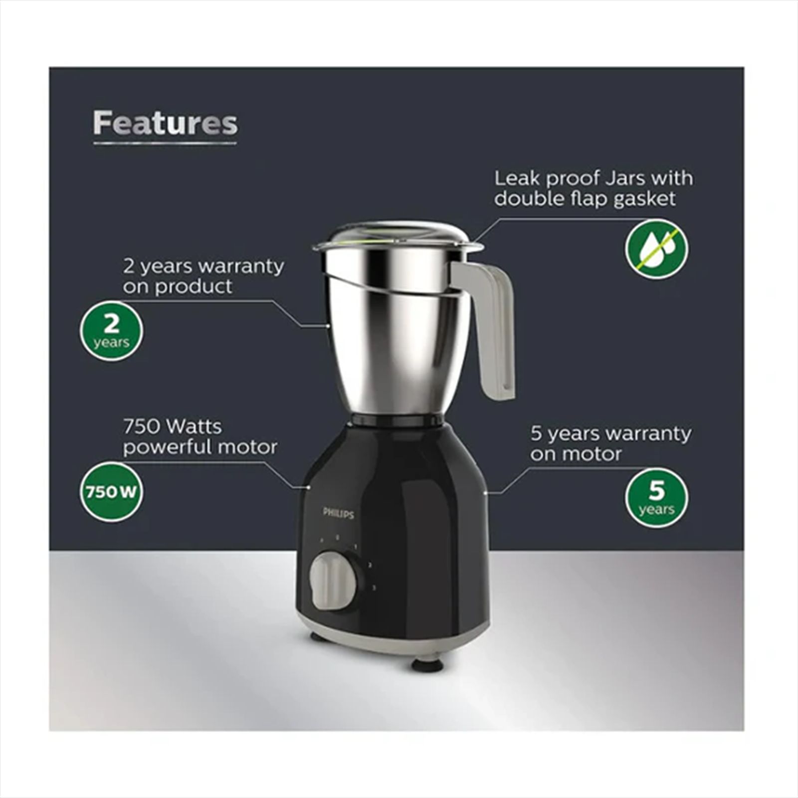 PHILIPS HL7759/00 750 Watt 4 Jars Mixer Grinder (21000 RPM, Turbo Motor, Black) PHILIPS HL7759/00 750 Watt 4 Jars Mixer Grinder (21000 RPM, Turbo Motor, Black)_2