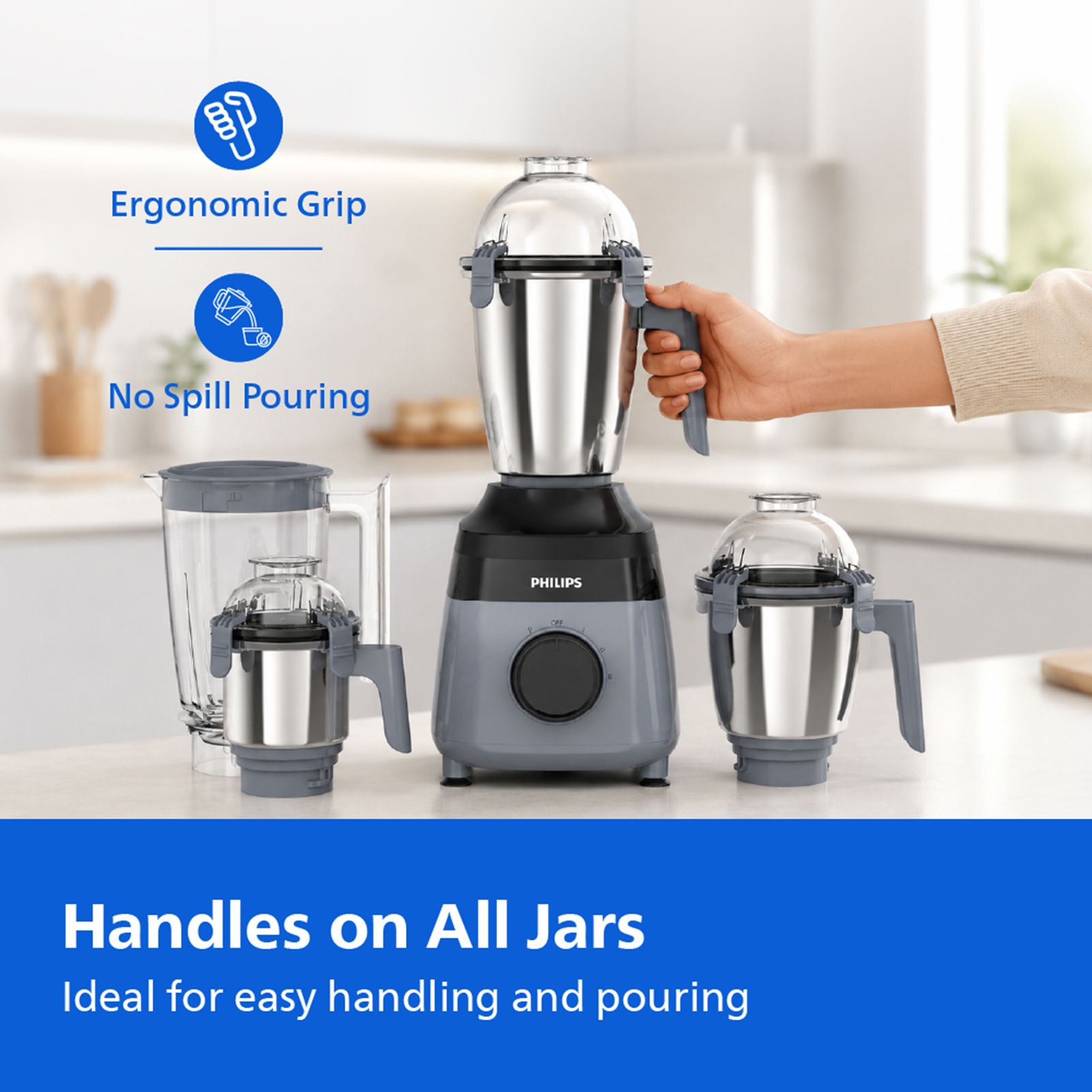 PHILIPS HR7001/01 750 Watt 4 Jars Mixer Grinder (21000 RPM, Ergonomic Grip, Grey) PHILIPS HR7001/01 750 Watt 4 Jars Mixer Grinder (21000 RPM, Ergonomic Grip, Grey)_5