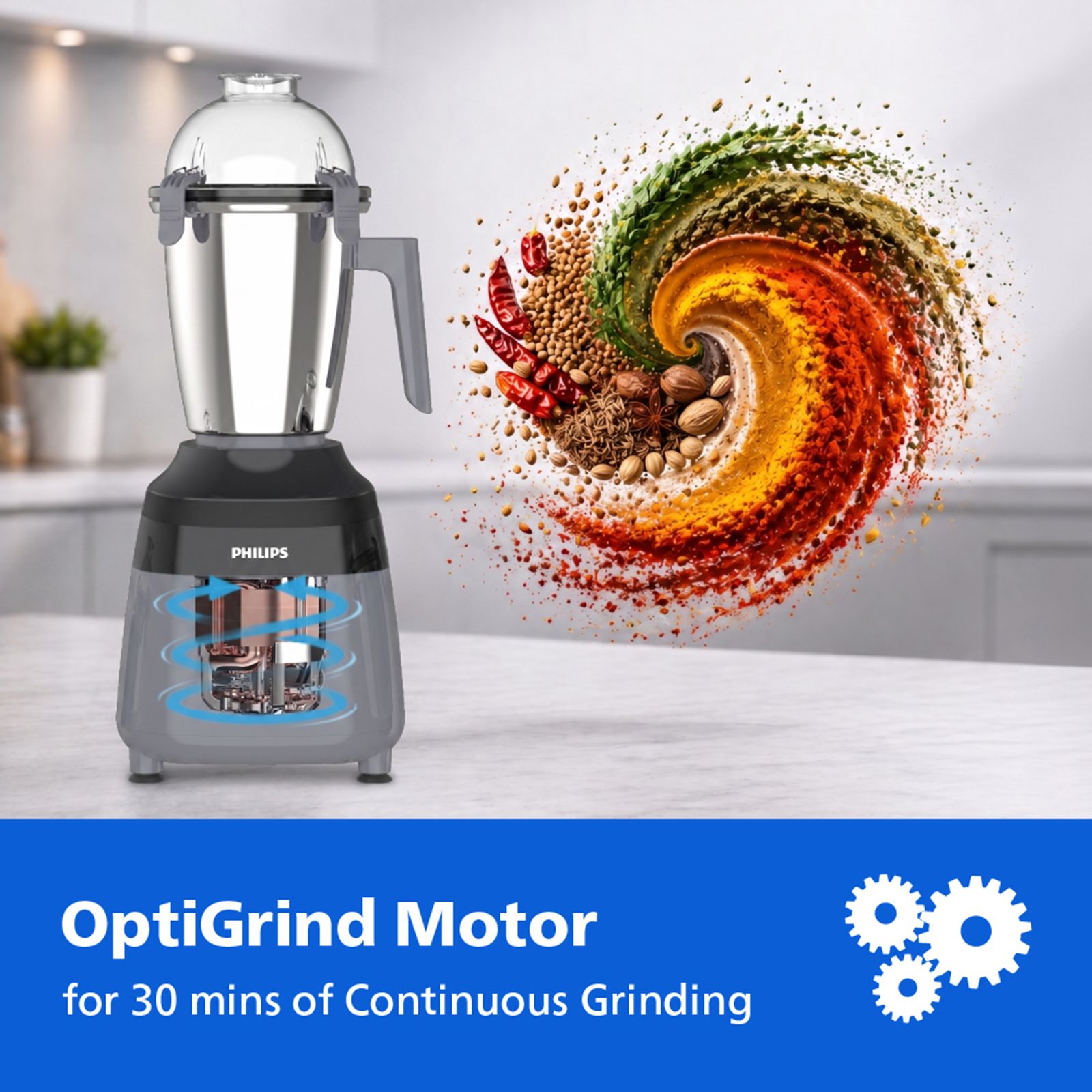 PHILIPS HR7001/01 750 Watt 4 Jars Mixer Grinder (21000 RPM, Ergonomic Grip, Grey) PHILIPS HR7001/01 750 Watt 4 Jars Mixer Grinder (21000 RPM, Ergonomic Grip, Grey)_10