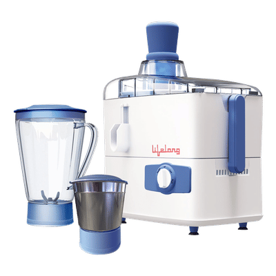 Lifelong LLJMG04 450 Watt 2 Jars Juicer Mixer Grinder (18000 RPM, 2 Speed Control, White & Blue)