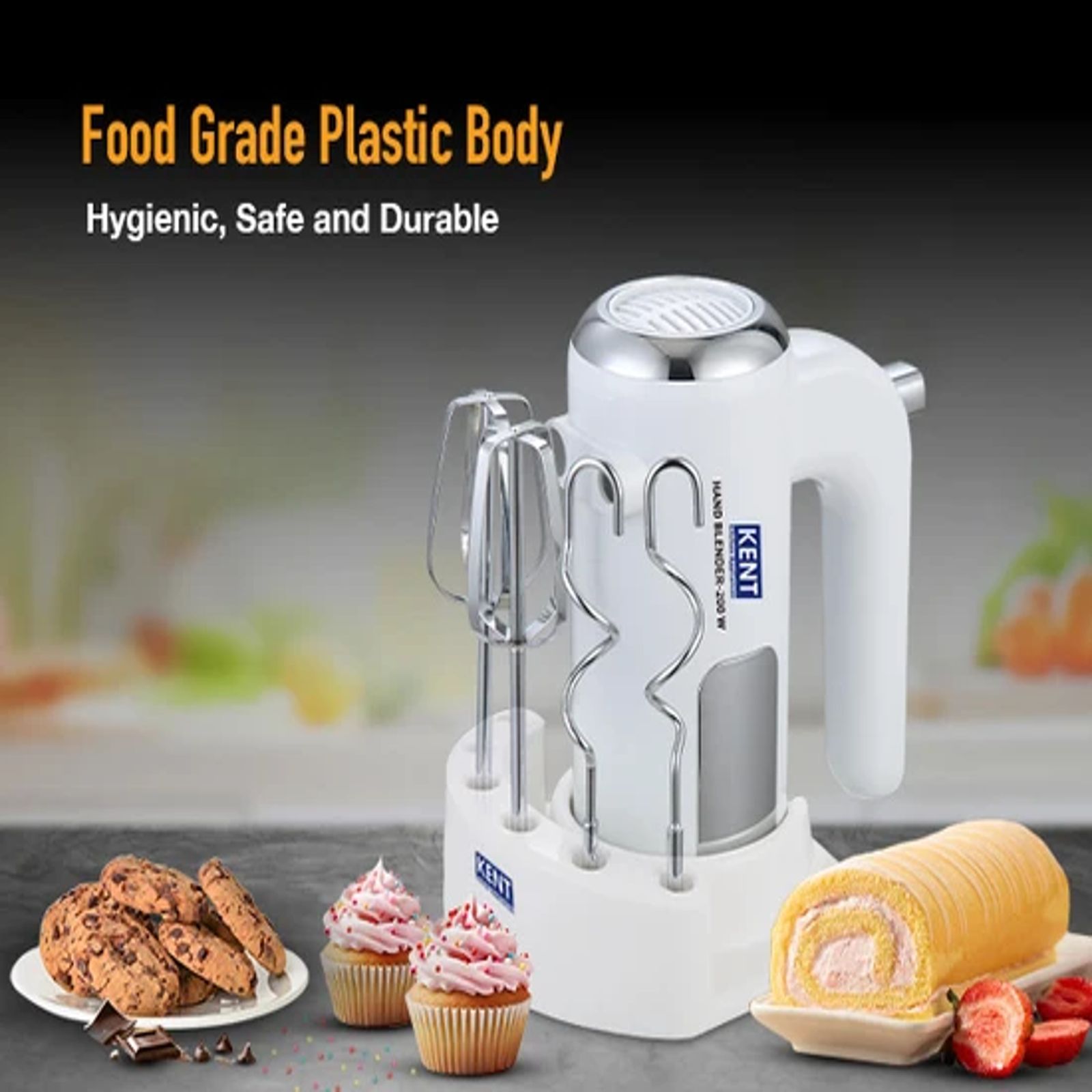 KENT 200 Watt 5 Speed Hand Blender with 4 Attachments (Built-In Overheating Protection, White) KENT 200 Watt 5 Speed Hand Blender with 4 Attachments (Built-In Overheating Protection, White)_4