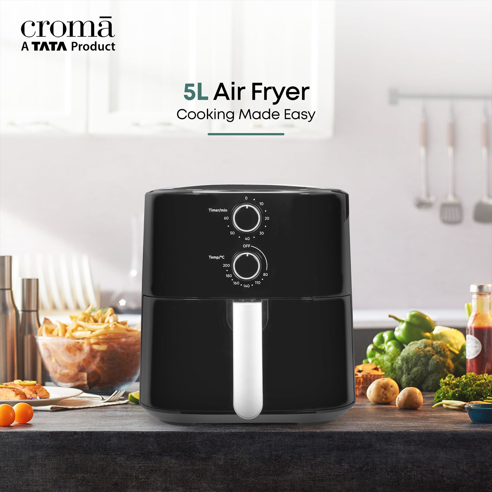 Croma 5L 1500 Watt Air Fryer with 360 Degree Air Circulation (Black) Croma 5L 1500 Watt Air Fryer with 360 Degree Air Circulation (Black)_4