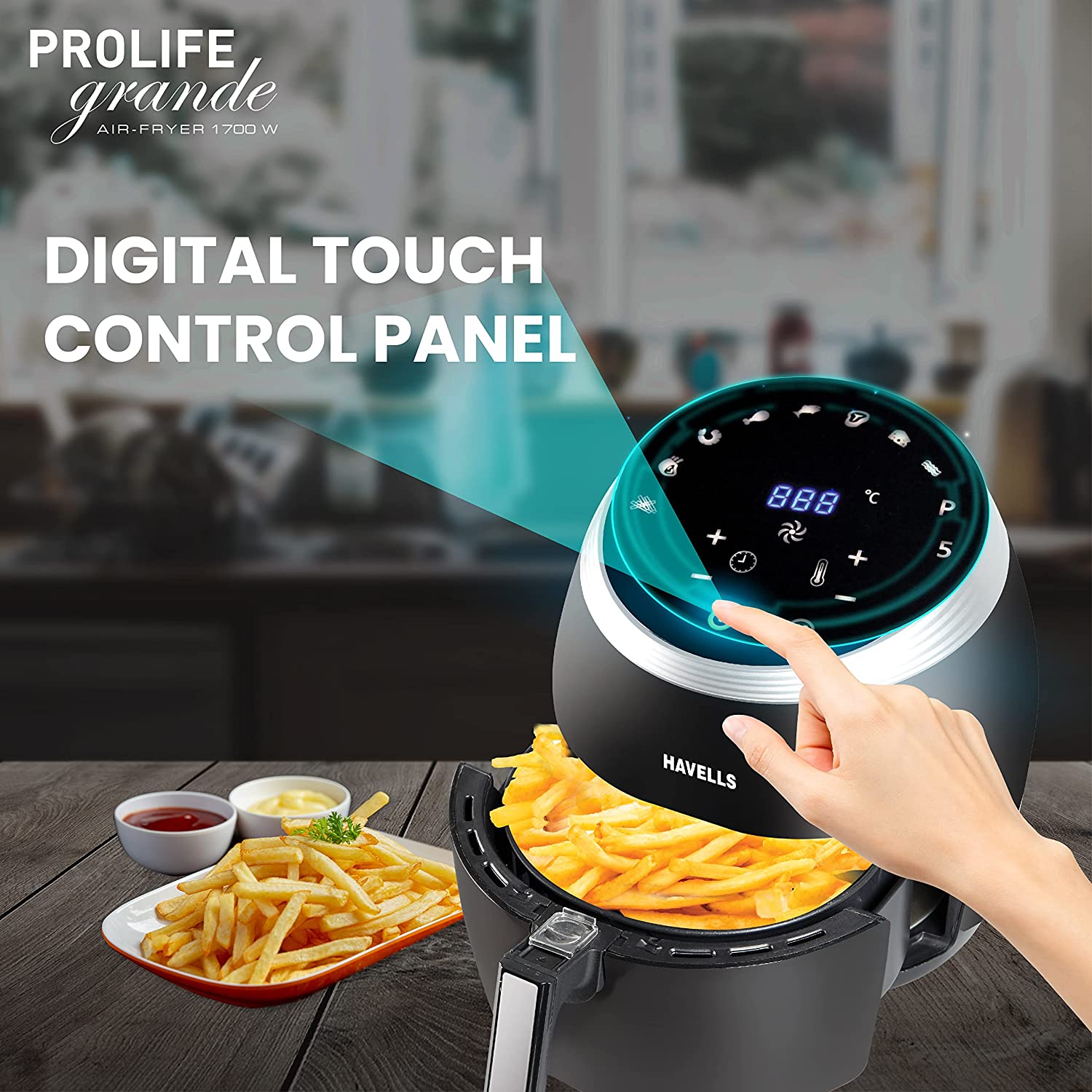HAVELLS Prolife Grande 6.5L 1700 Watt Digital Air Fryer with Aero Crisp Technology (Black) HAVELLS Prolife Grande 6.5L 1700 Watt Digital Air Fryer with Aero Crisp Technology (Black)_10