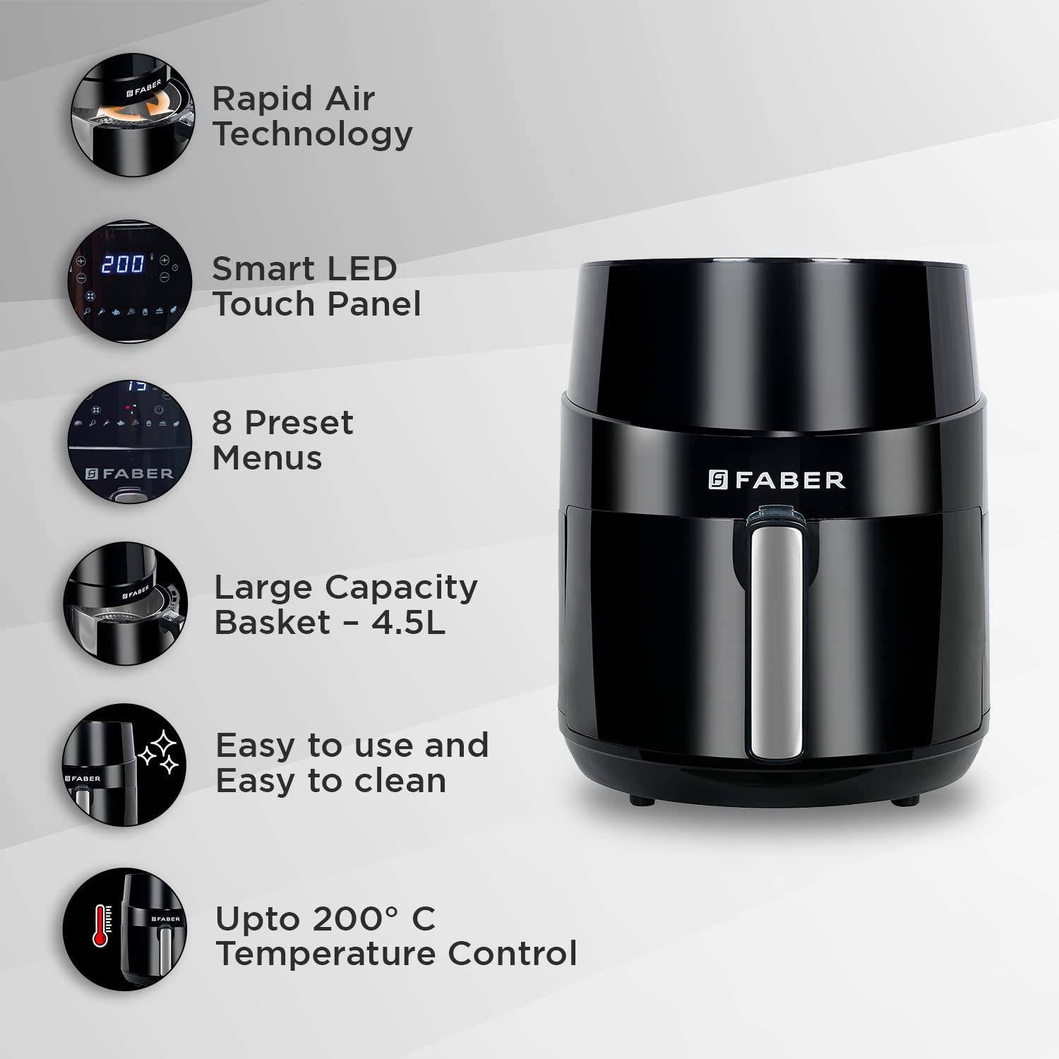 FABER 4.5L 1500 Watt Digital Air Fryer with Rapid Air Technology (Black) FABER 4.5L 1500 Watt Digital Air Fryer with Rapid Air Technology (Black)_18