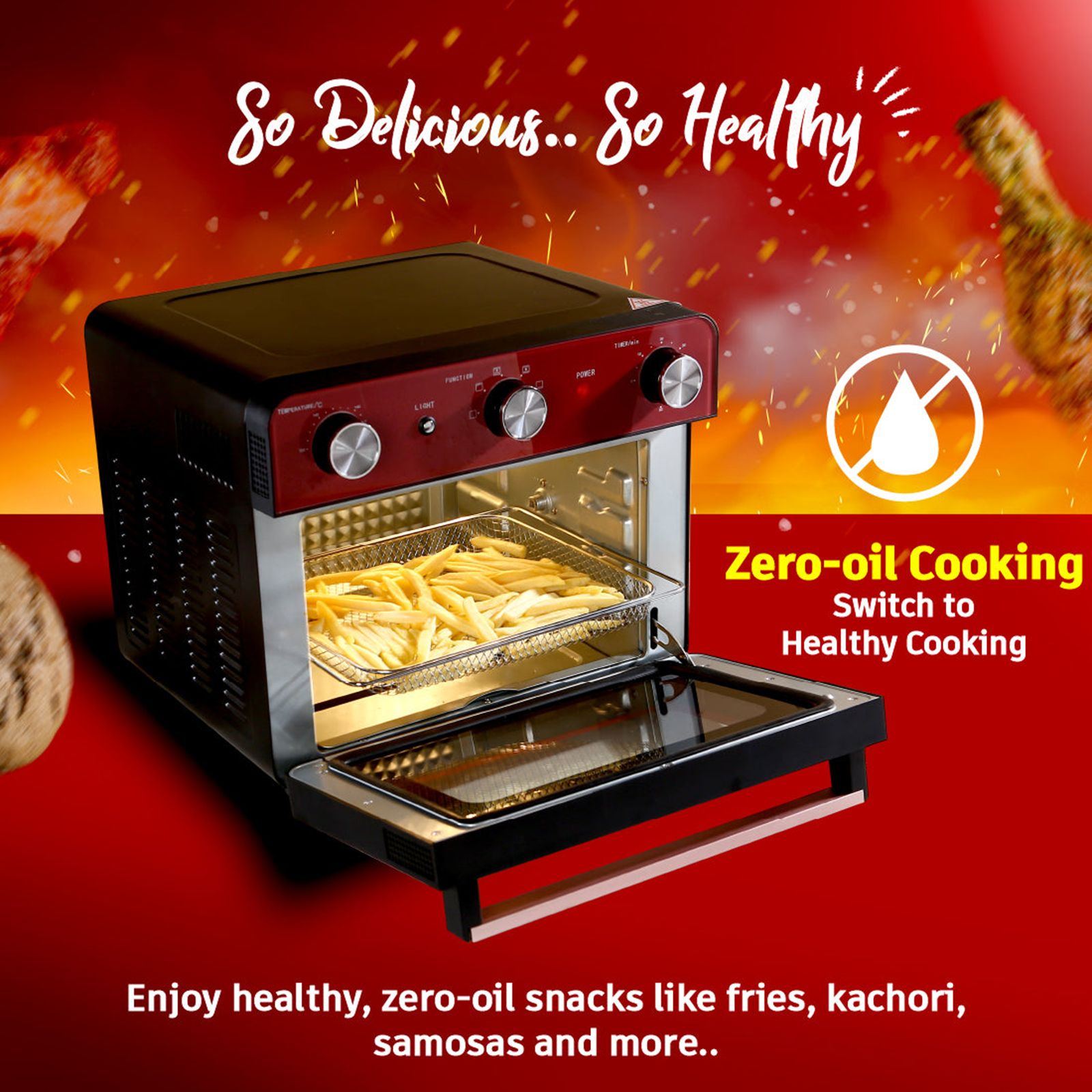 WONDERCHEF Crimson Edge 23L Air Fryer Microwave Oven with 360 Degree Hot Air Circulation Technology (Red) WONDERCHEF Crimson Edge 23L Air Fryer Microwave Oven with 360 Degree Hot Air Circulation Technology (Red)_8