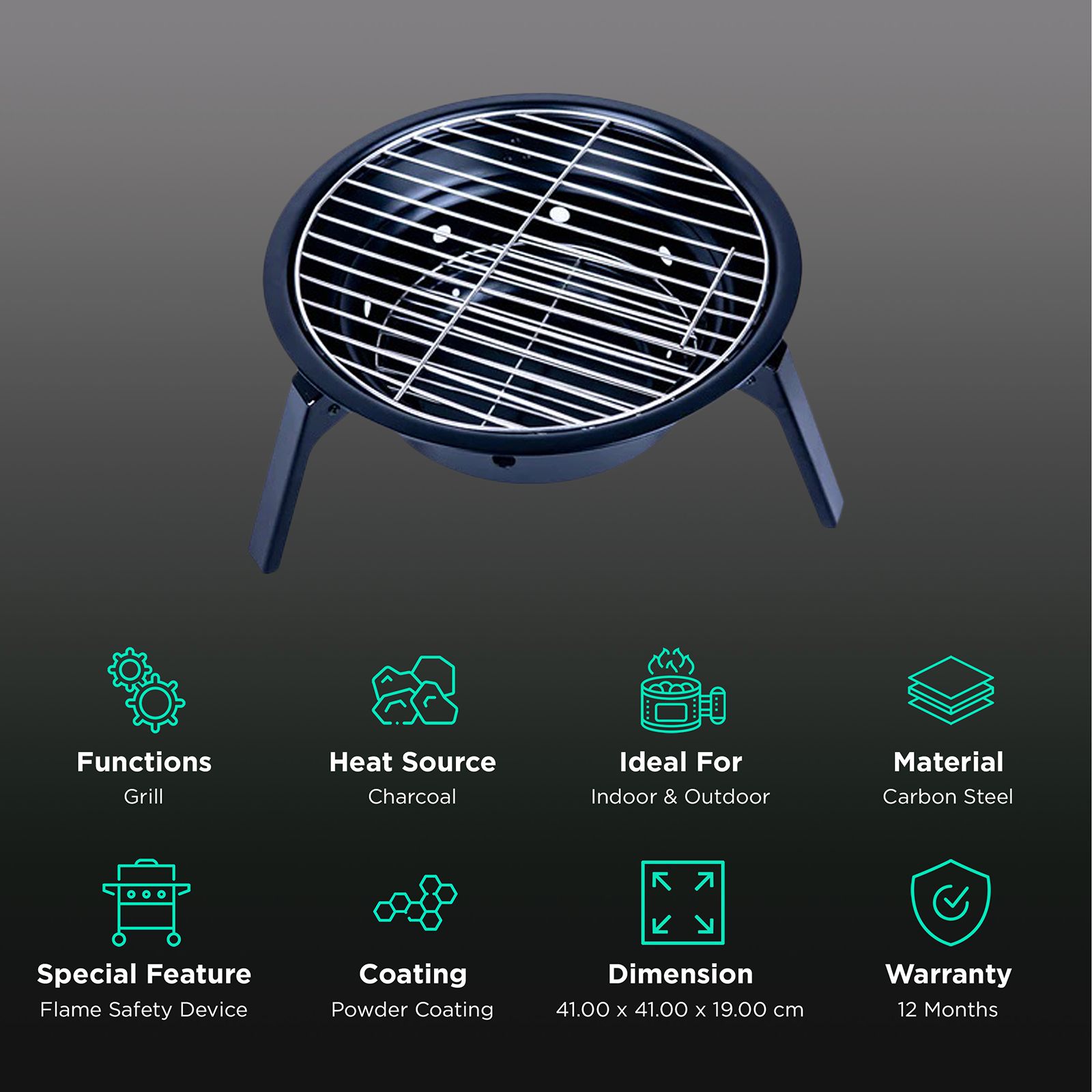 Peng Essential Foldable Charcoal Barbeque Grill (Corrosion Resistant)_3