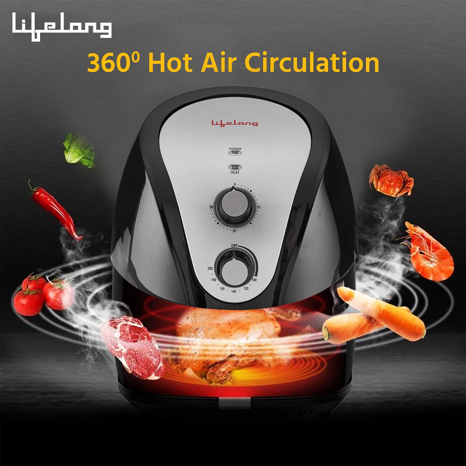 Lifelong Fryo 4.5L 1400 Watt Air Fryer with Rapid Air Technology (Black)_8