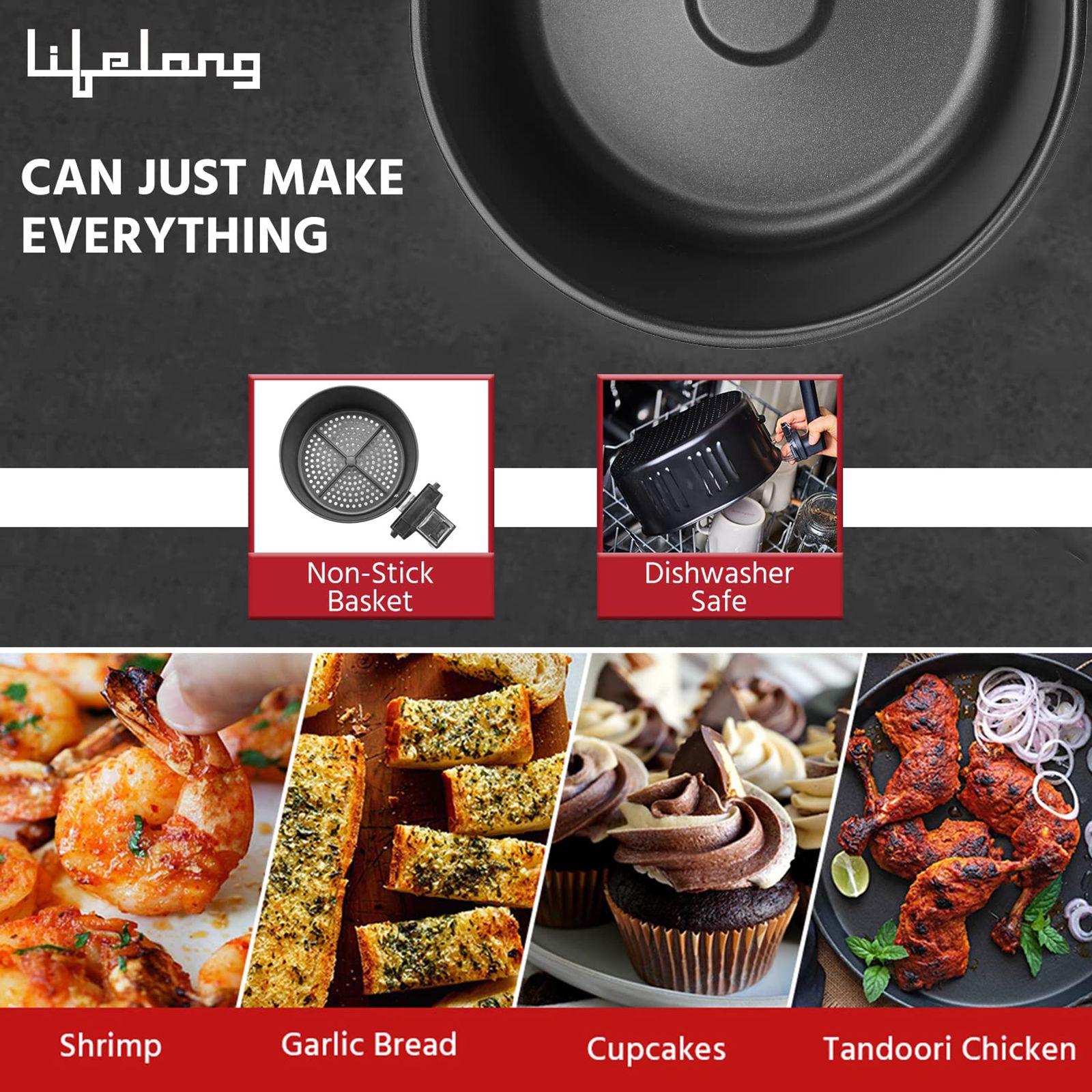Lifelong Fryo 4.5L 1400 Watt Air Fryer with Rapid Air Technology (Black)_5