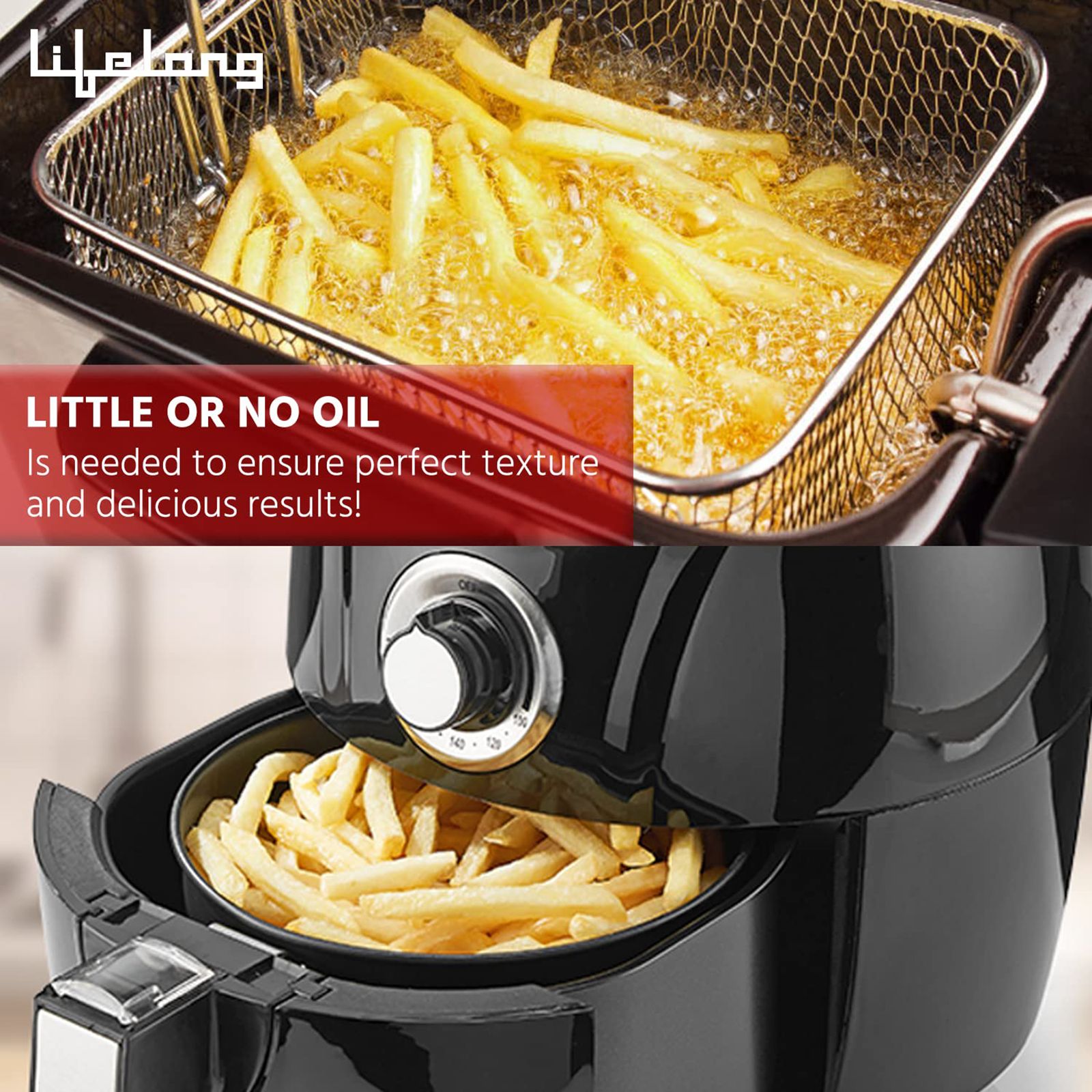 Lifelong Fryo 4.5L 1400 Watt Air Fryer with Rapid Air Technology (Black)_6