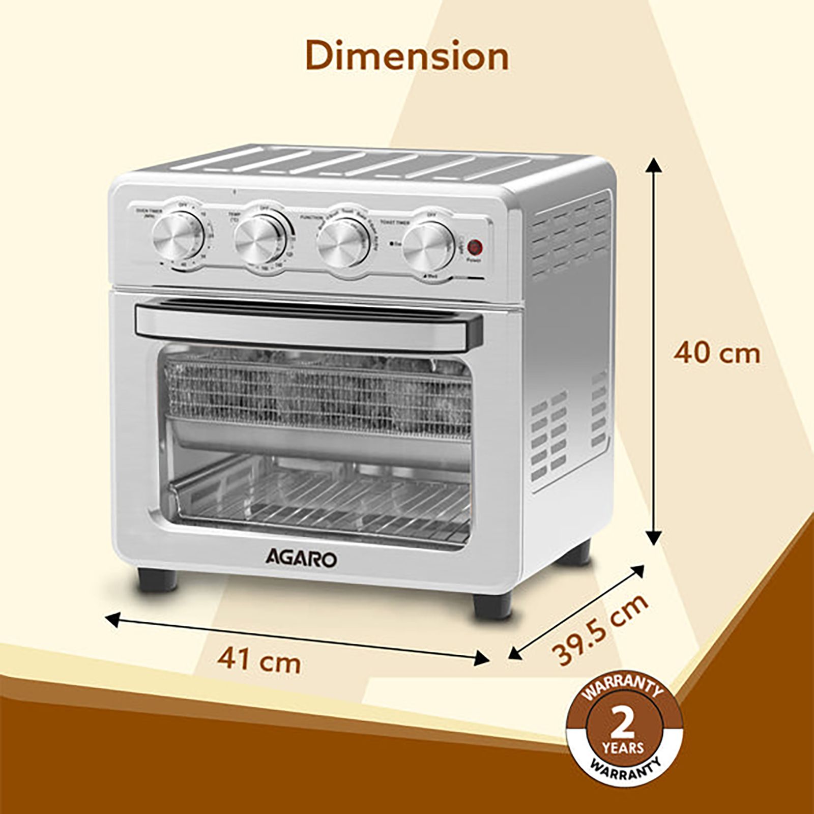AGARO Regal 23L 1700 Watt Air Fryer with 360 Degree Heat Circulation Technology (Silver) AGARO Regal 23L 1700 Watt Air Fryer with 360 Degree Heat Circulation Technology (Silver)_9