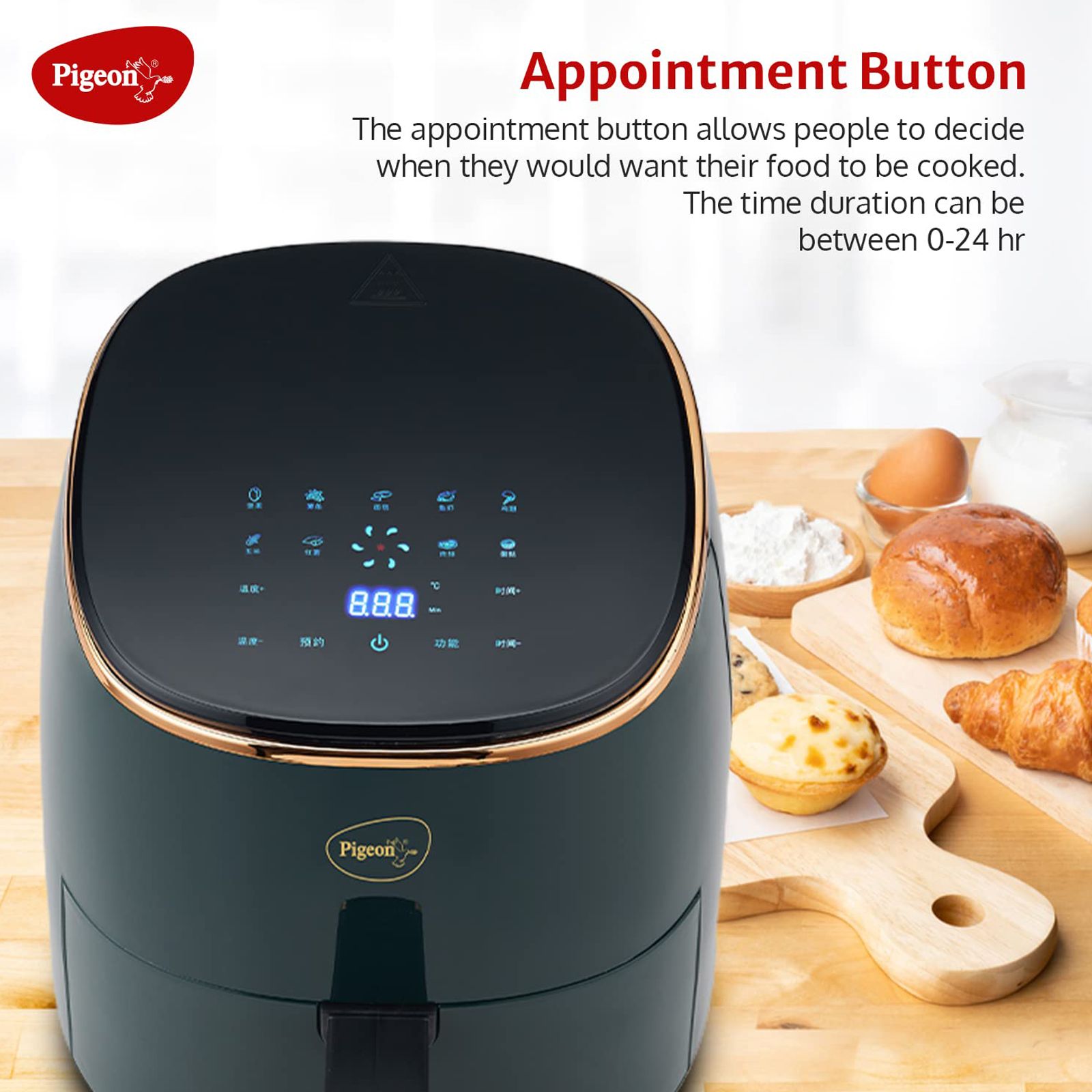 Pigeon Healthifry 4.2L 1200 Watt Digital Air Fryer with Air Circulation Technology (Green)_8