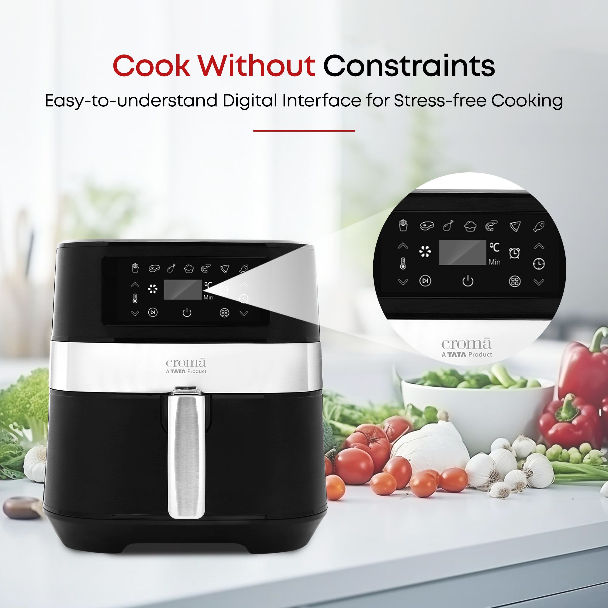 Croma 6L 1700 Watt Digital Air Fryer with Rapid Air Circulation System (Black) Croma 6L 1700 Watt Digital Air Fryer with Rapid Air Circulation System (Black)_13