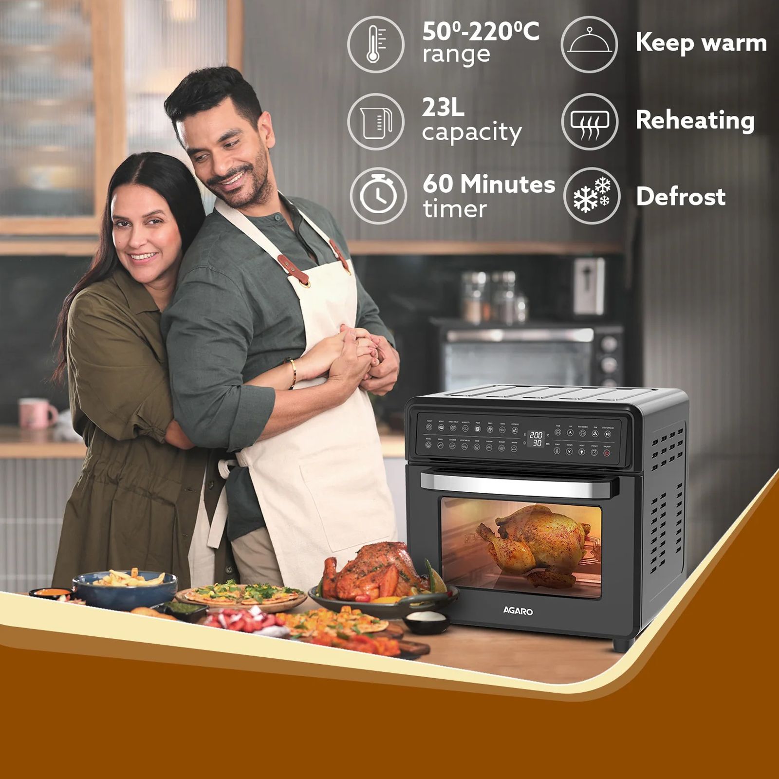AGARO Regal Plus 23L 1800 Watt Digital Air Fryer with 360 Degree Hot Air Circulation Technology (Black)_5