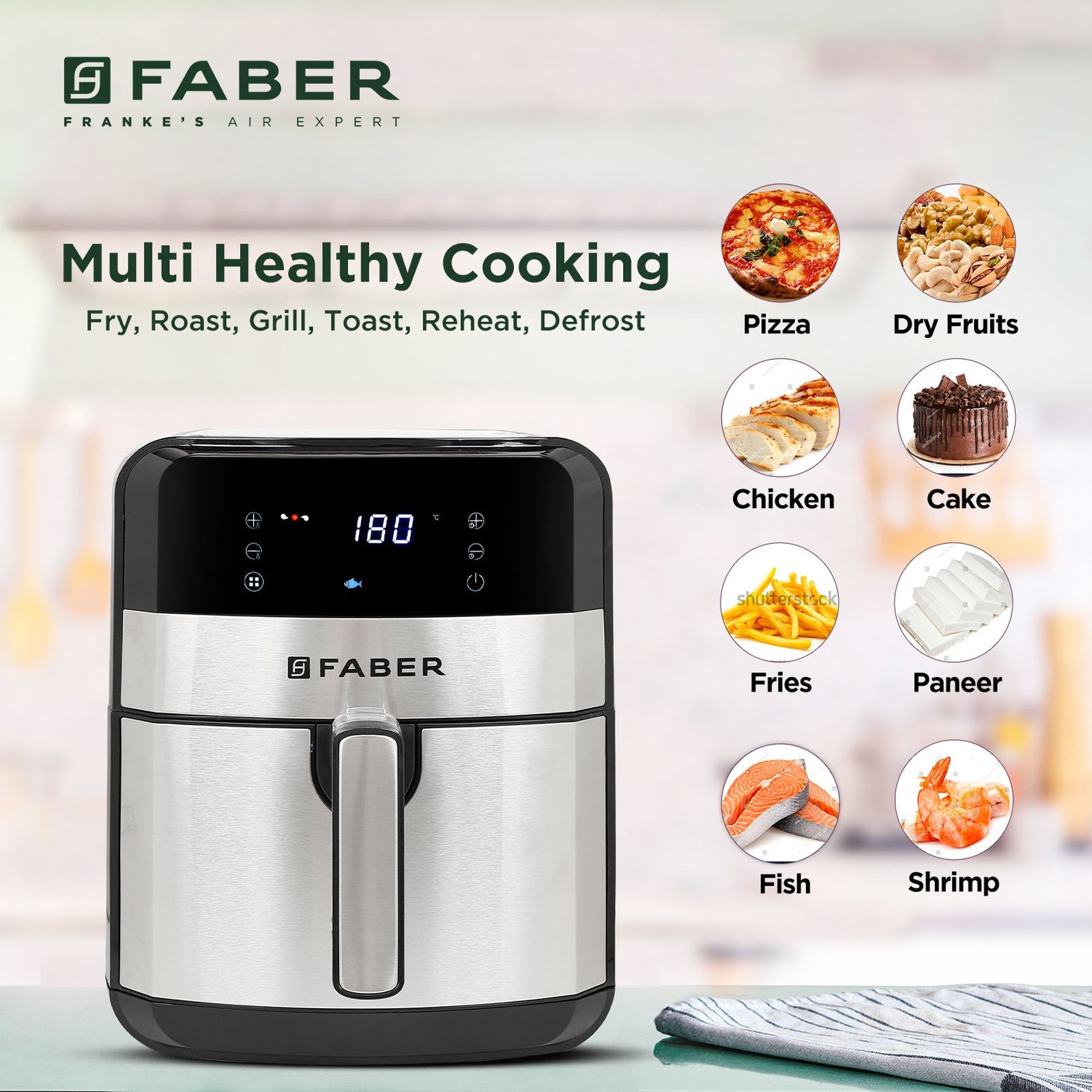 FABER 6.5L 1750 Watt Digital Air Fryer with 360 Degree Rapid Air Circulation Technology (Silver)_12
