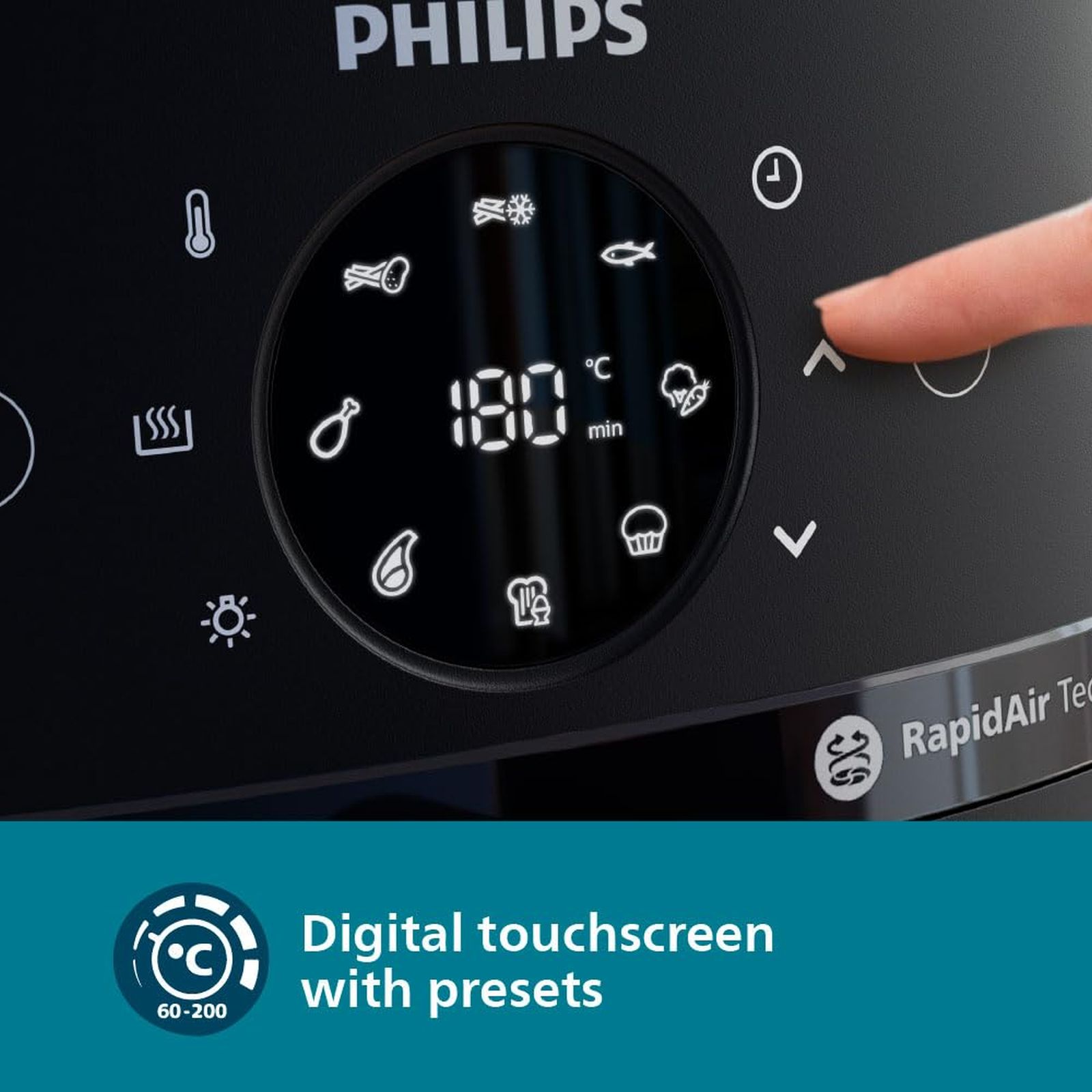 PHILIPS 2000 Series 6.2L 1700 Watt Digital Air Fryer with Rapid Air Technology (Black)_12