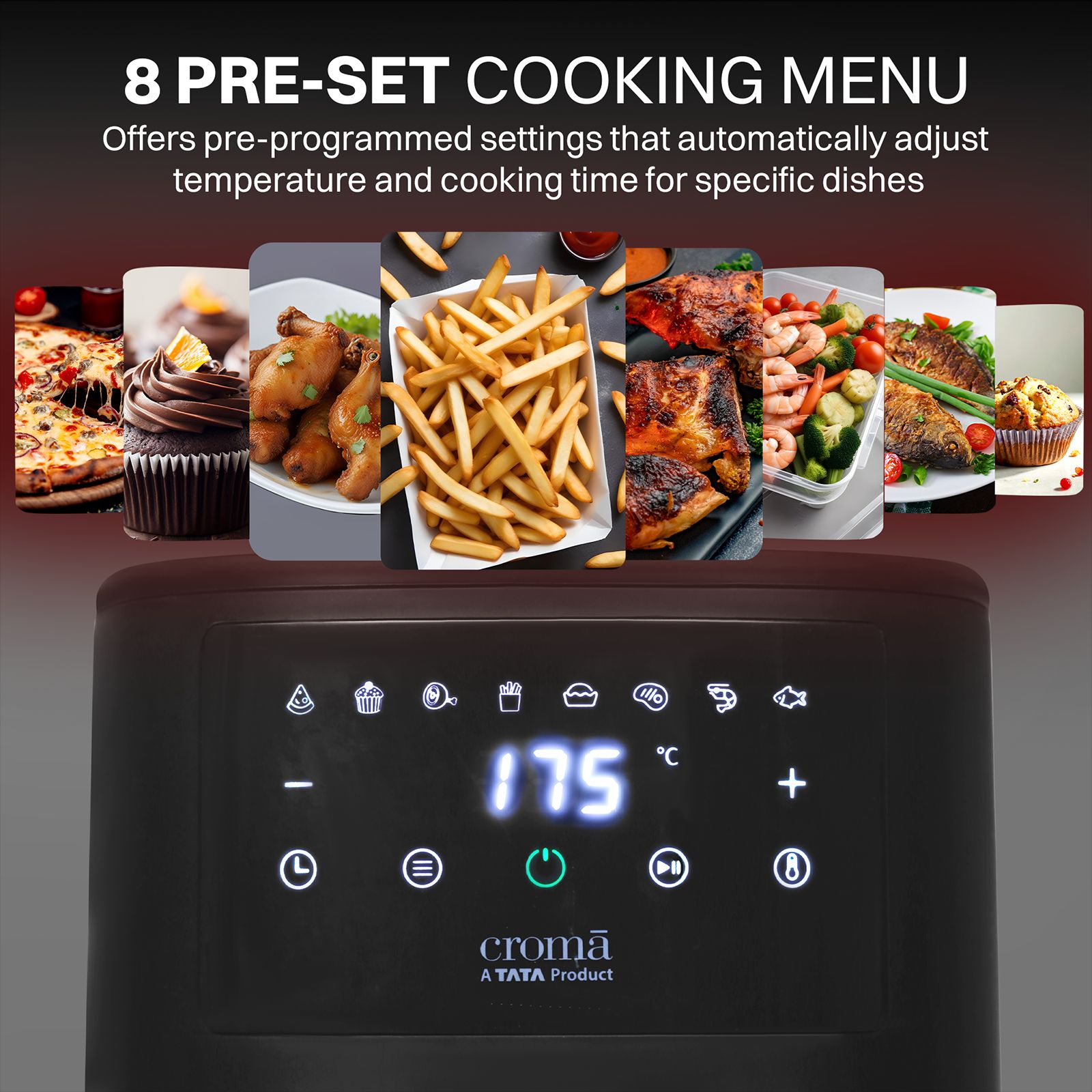 Croma 3.5L 1500 Watt Digital Air Fryer with Rapid Heat Circulation Technology (Black)_10