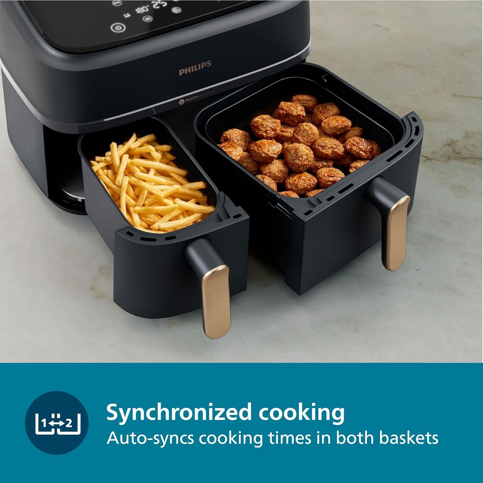 PHILIPS 3000 Series 9L 2750 Watt Digital Air Fryer with Rapid Air Technology (Black & Gold) PHILIPS 3000 Series 9L 2750 Watt Digital Air Fryer with Rapid Air Technology (Black & Gold)_6