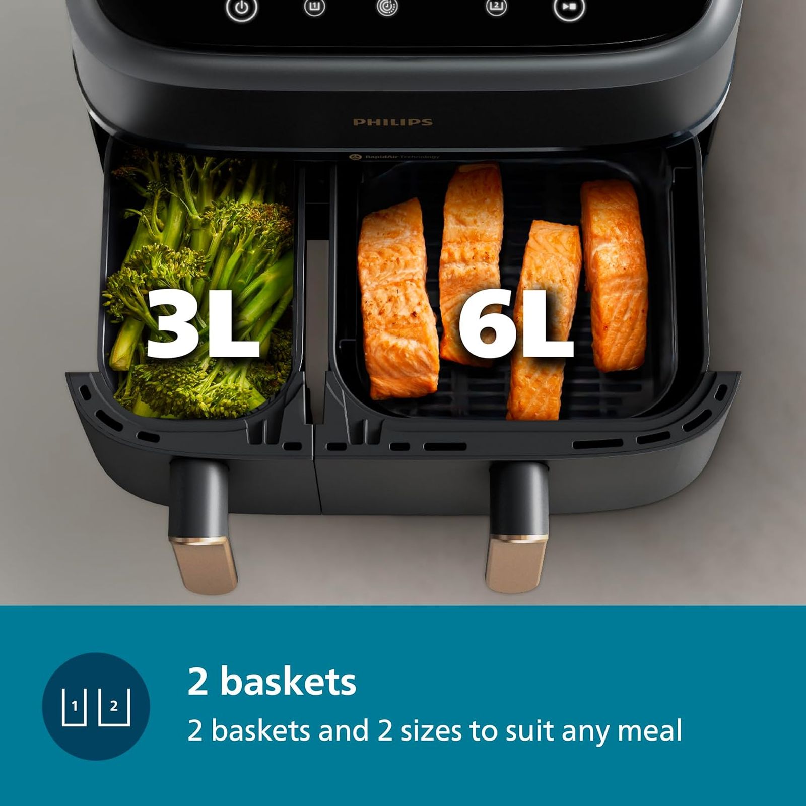 PHILIPS 3000 Series 9L 2750 Watt Digital Air Fryer with Rapid Air Technology (Black & Gold) PHILIPS 3000 Series 9L 2750 Watt Digital Air Fryer with Rapid Air Technology (Black & Gold)_8