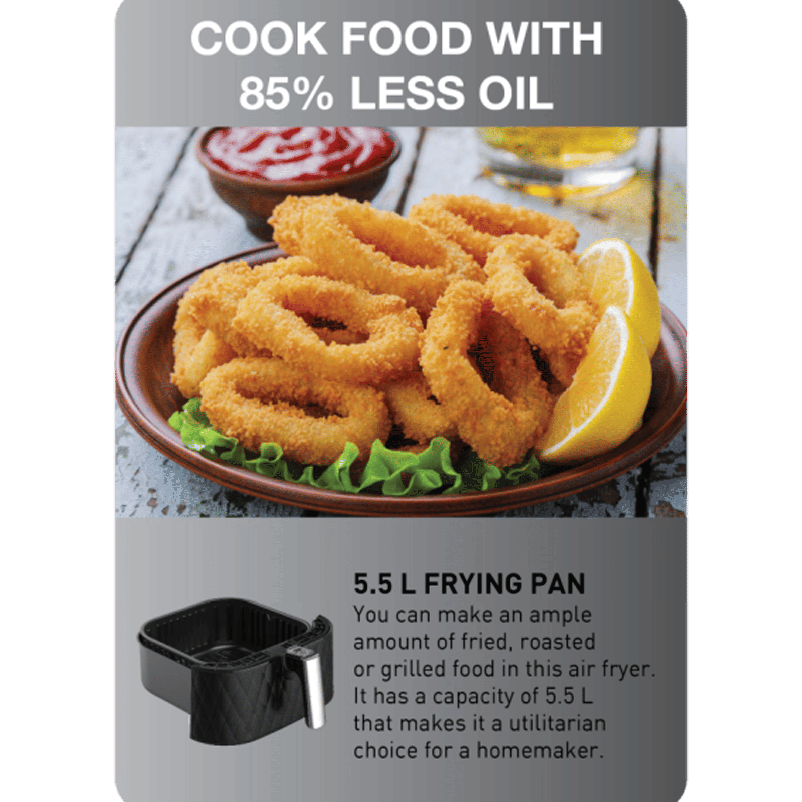 Havells Prolife Luxria 5.5L 1700 Watt Digital Air Fryer with Aero Crisp Technology (Black) Havells Prolife Luxria 5.5L 1700 Watt Digital Air Fryer with Aero Crisp Technology (Black)_5