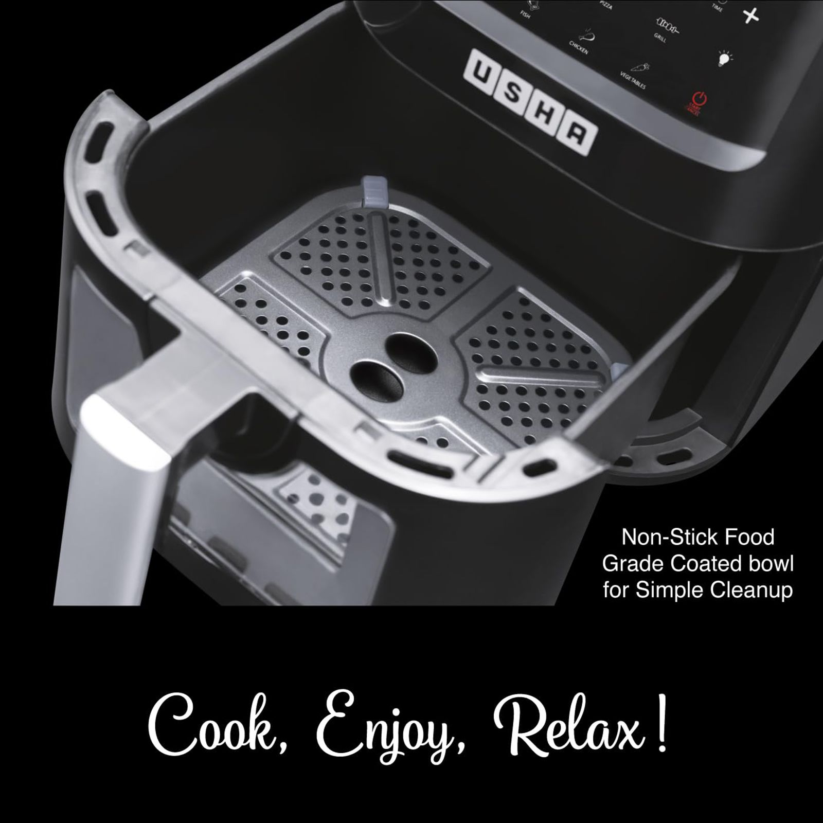 USHA iChef Smart 4.5L 1350 Watt Digital Air Fryer with Turbo Air Circulation Technology (Black)_8