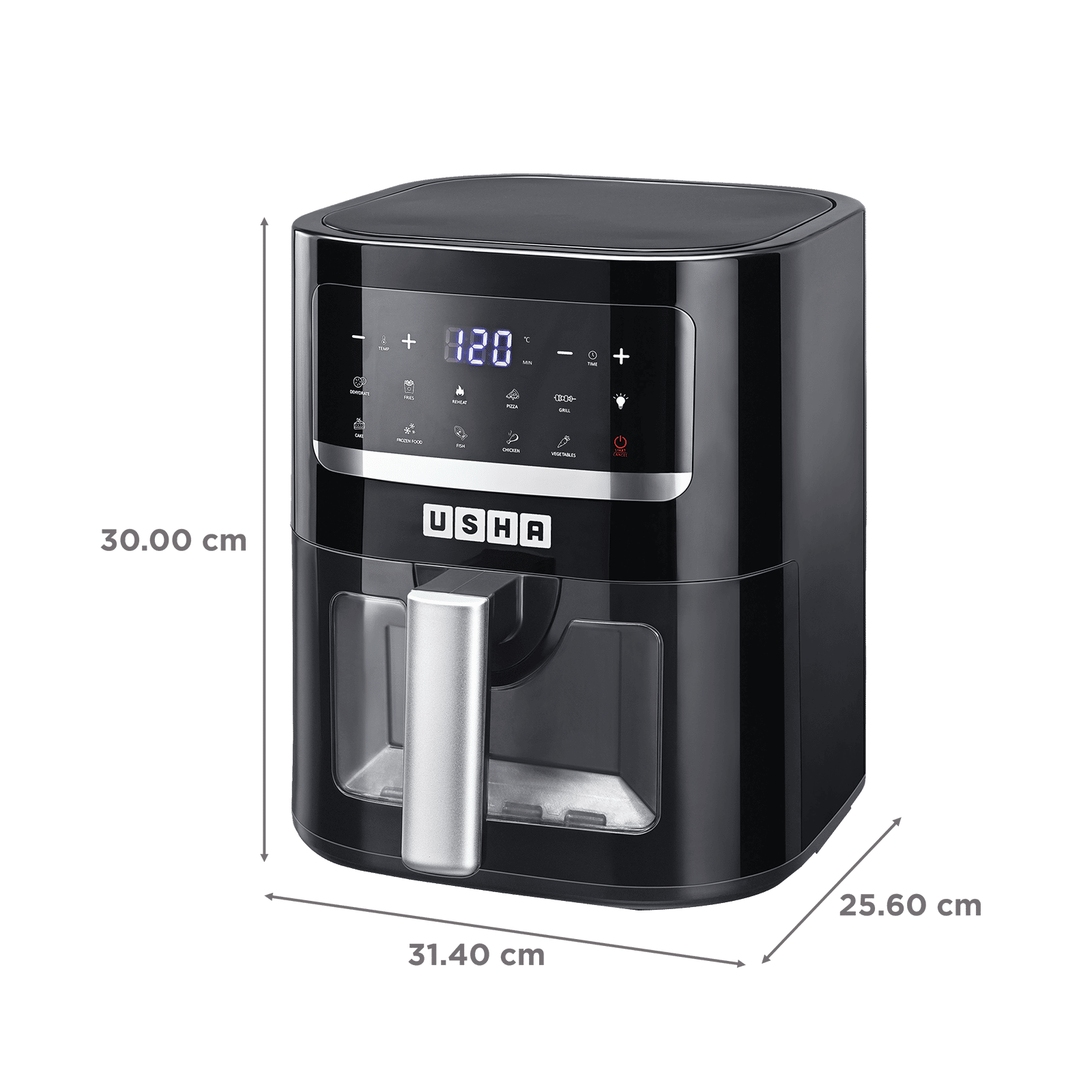 USHA iChef Smart 4.5L 1350 Watt Digital Air Fryer with Turbo Air Circulation Technology (Black)_2