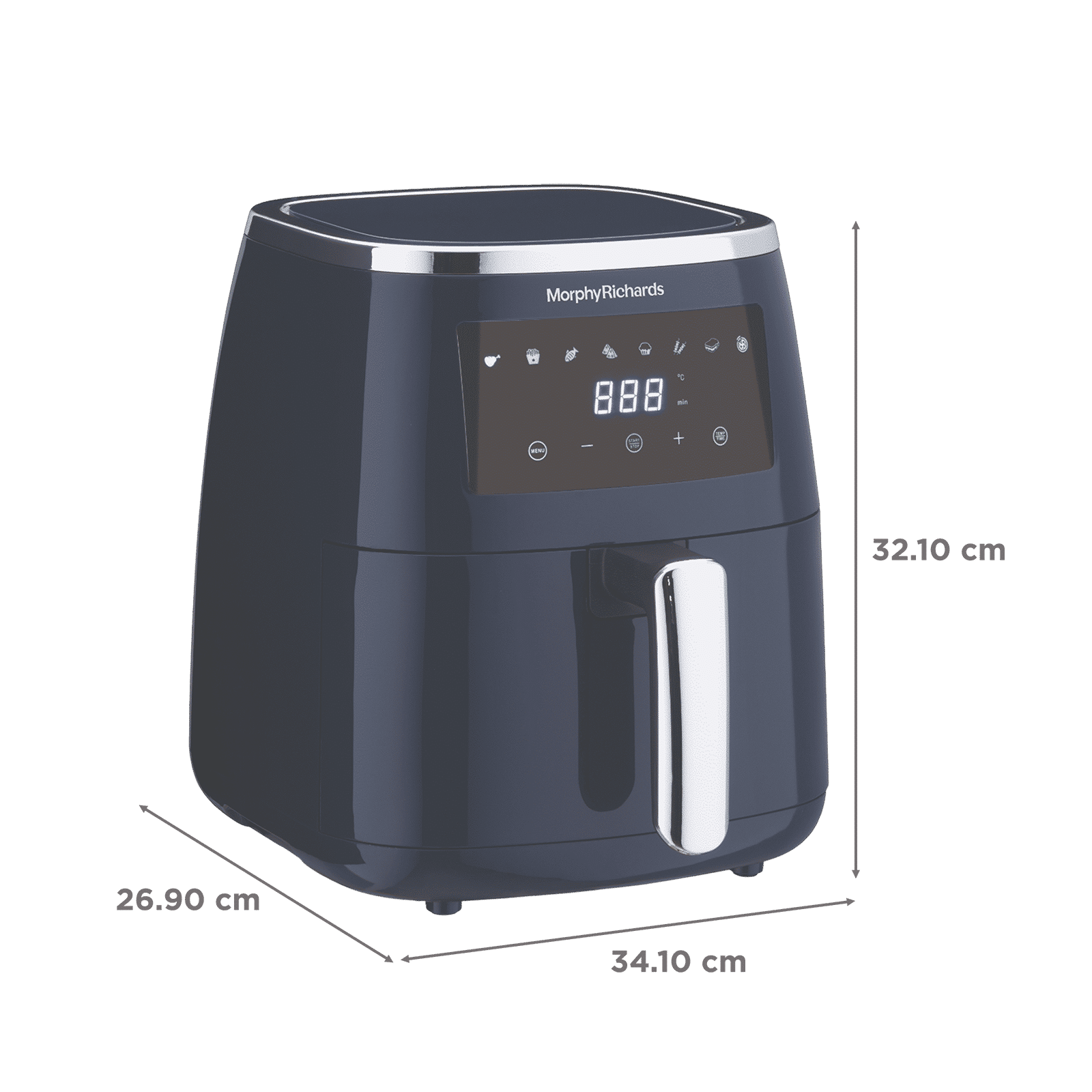 morphy richards Crisp Pro 5L 1500 Watt Digital Air Fryer with 8 Preset Menus (Navy Blue)_3