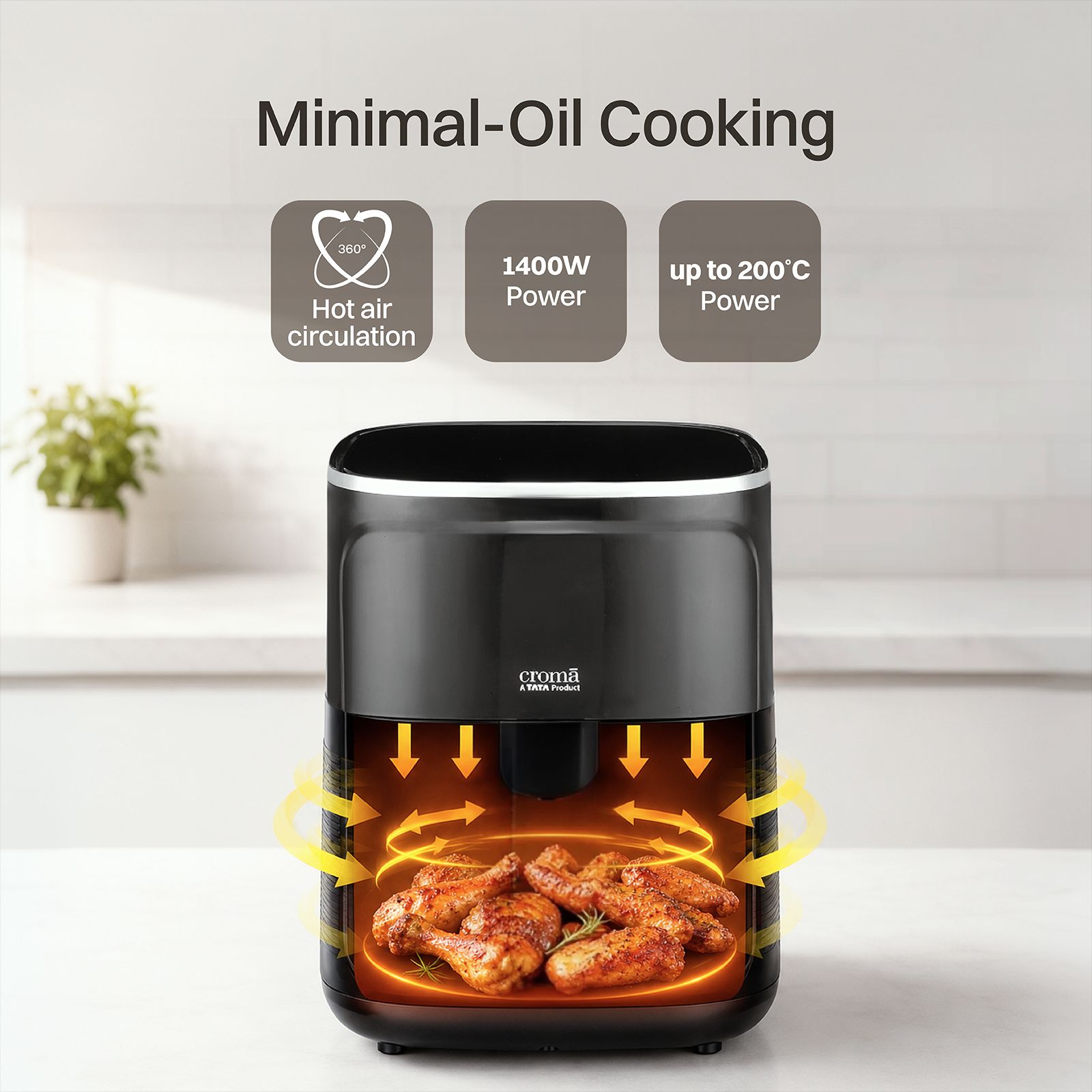 Croma 4.7L 1400 Watt Digital Air Fryer with 360 Degree Hot Air Circulation (Black)_5