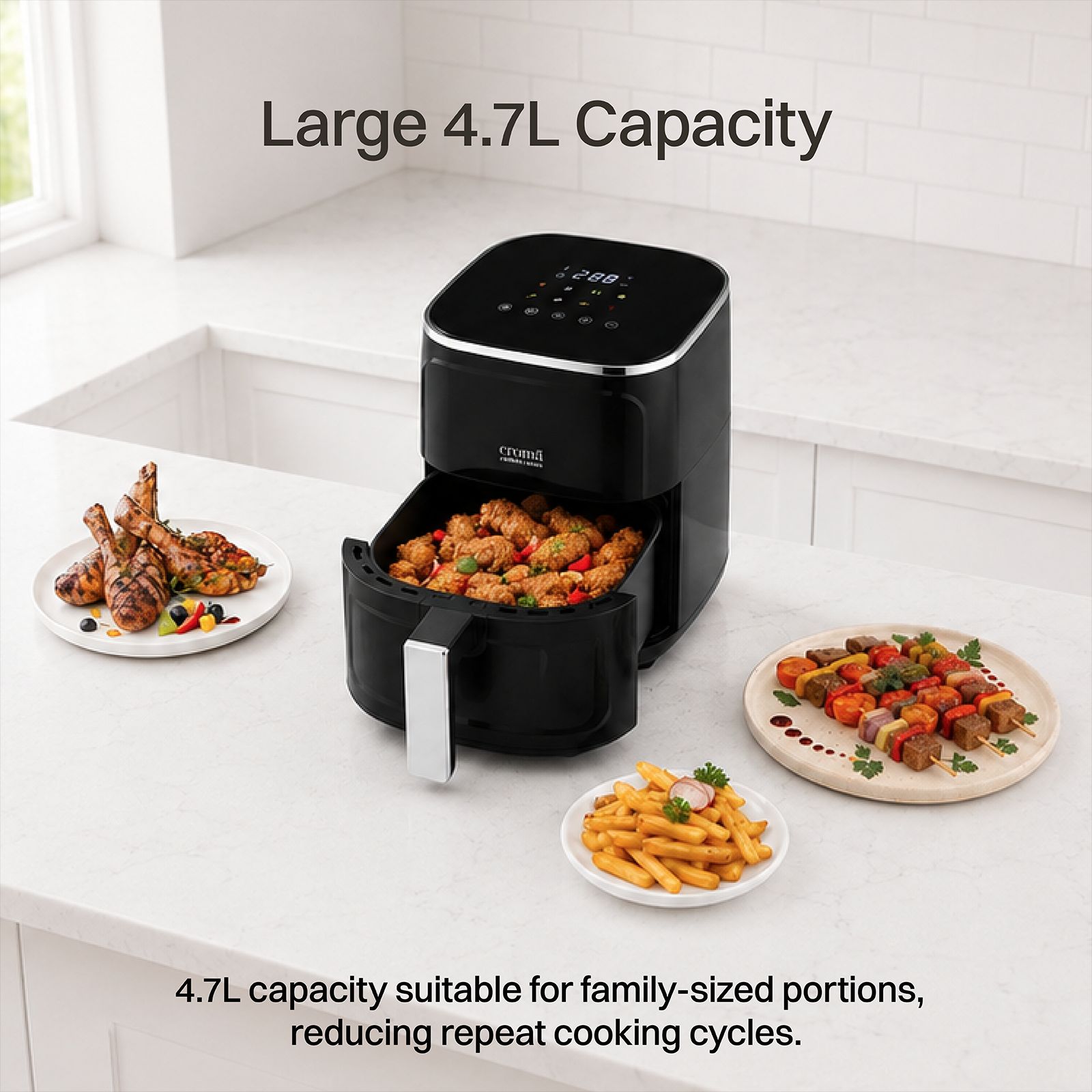 Croma 4.7L 1400 Watt Digital Air Fryer with 360 Degree Hot Air Circulation (Black)_7