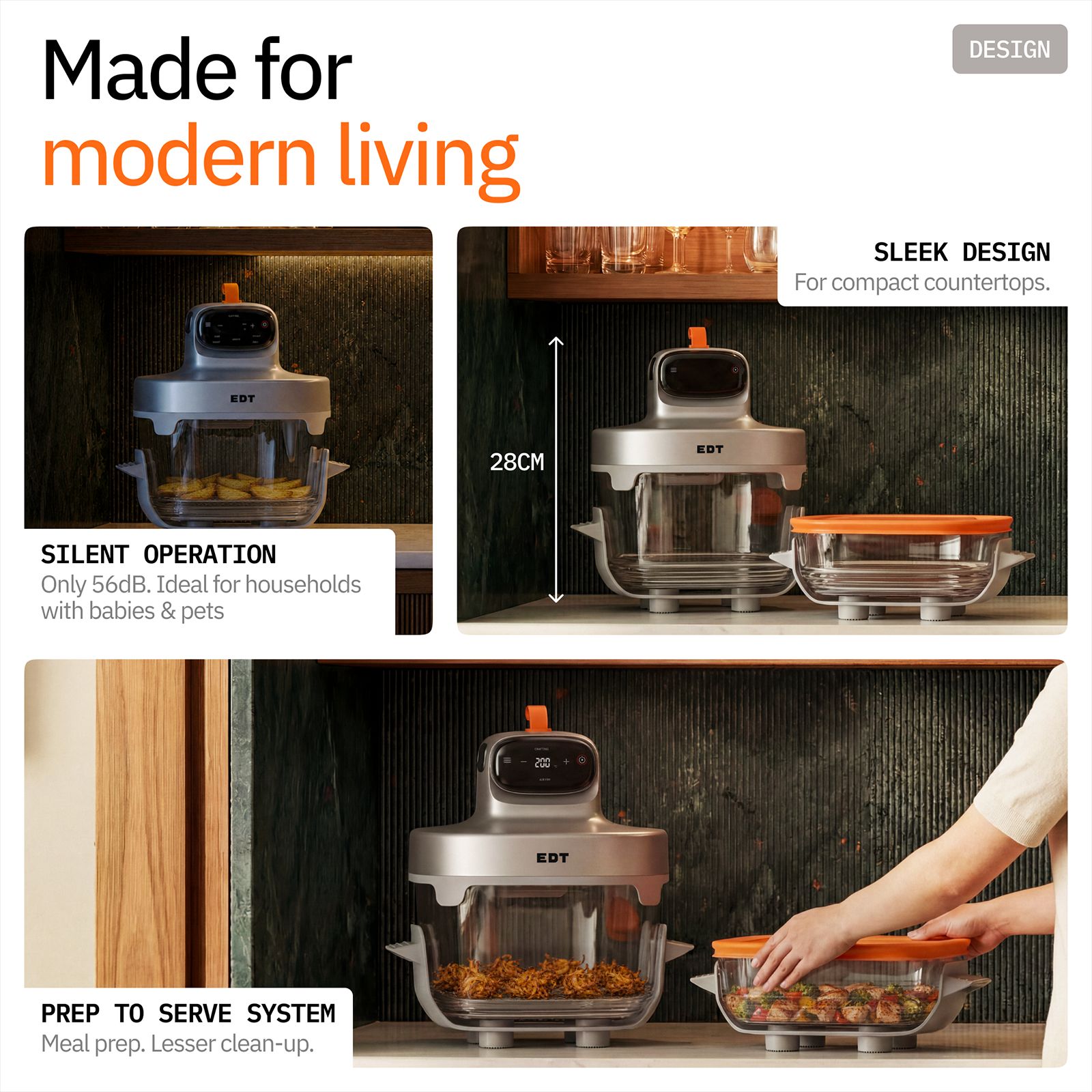 EDT LUMA Dual Bowl (4.5L & 2.5L) 1500 Watt Digital Air Fryer with NutriRetain Technology (Grey Matter) EDT LUMA Dual Bowl (4.5L & 2.5L) 1500 Watt Digital Air Fryer with NutriRetain Technology (Grey Matter)_9