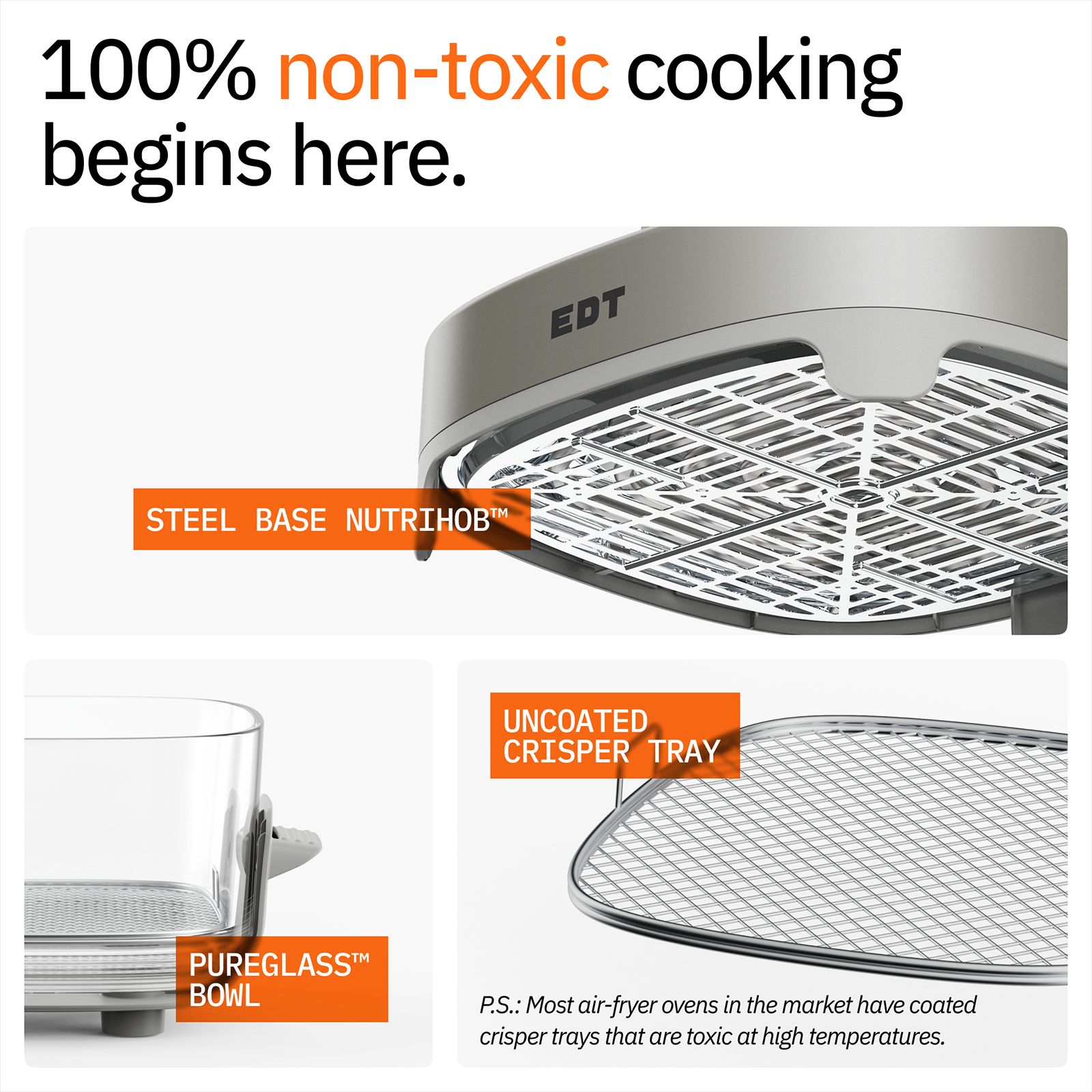 EDT LUMA Dual Bowl (4.5L & 2.5L) 1500 Watt Digital Air Fryer with NutriRetain Technology (Grey Matter) EDT LUMA Dual Bowl (4.5L & 2.5L) 1500 Watt Digital Air Fryer with NutriRetain Technology (Grey Matter)_3