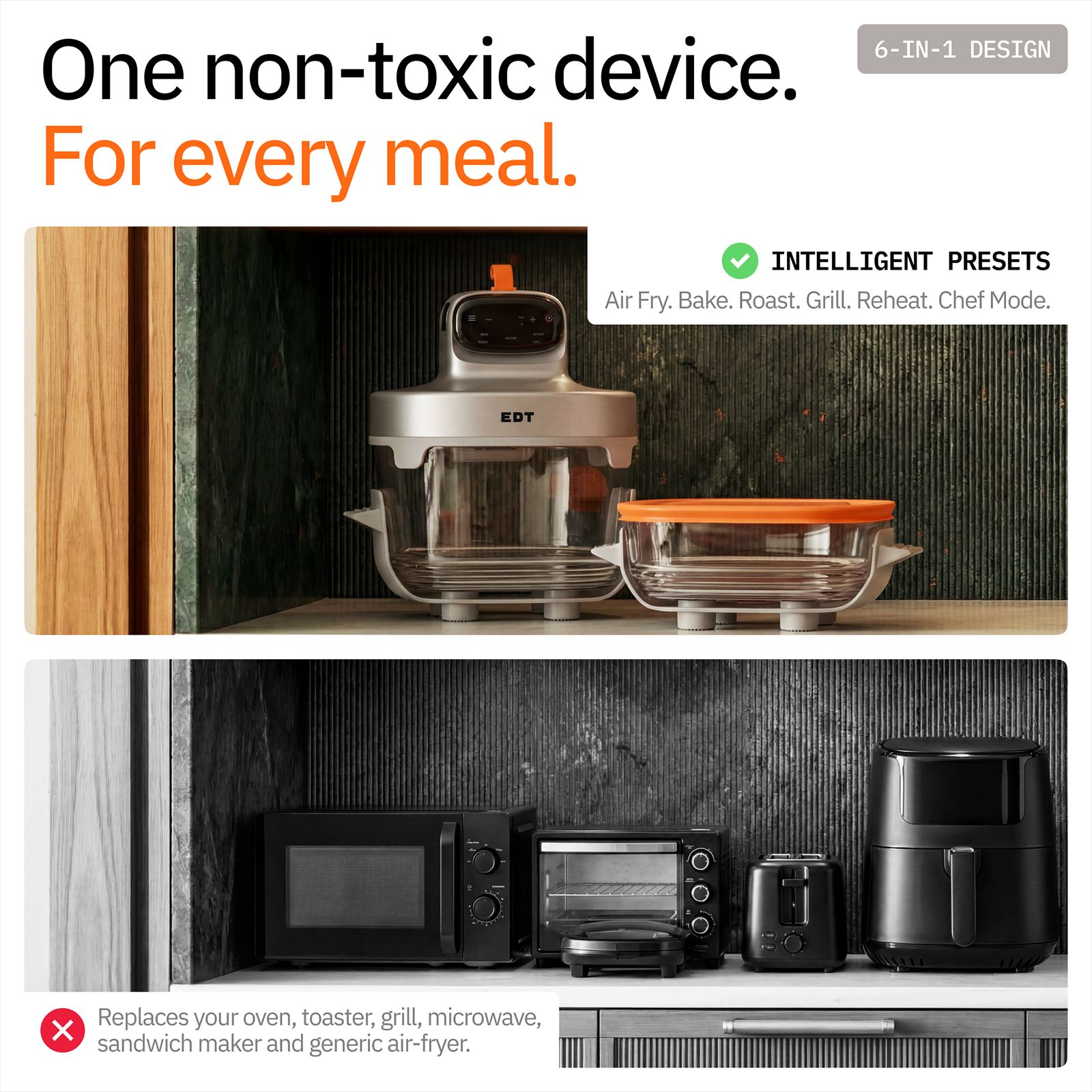 EDT LUMA Dual Bowl (4.5L & 2.5L) 1500 Watt Digital Air Fryer with NutriRetain Technology (Grey Matter) EDT LUMA Dual Bowl (4.5L & 2.5L) 1500 Watt Digital Air Fryer with NutriRetain Technology (Grey Matter)_7