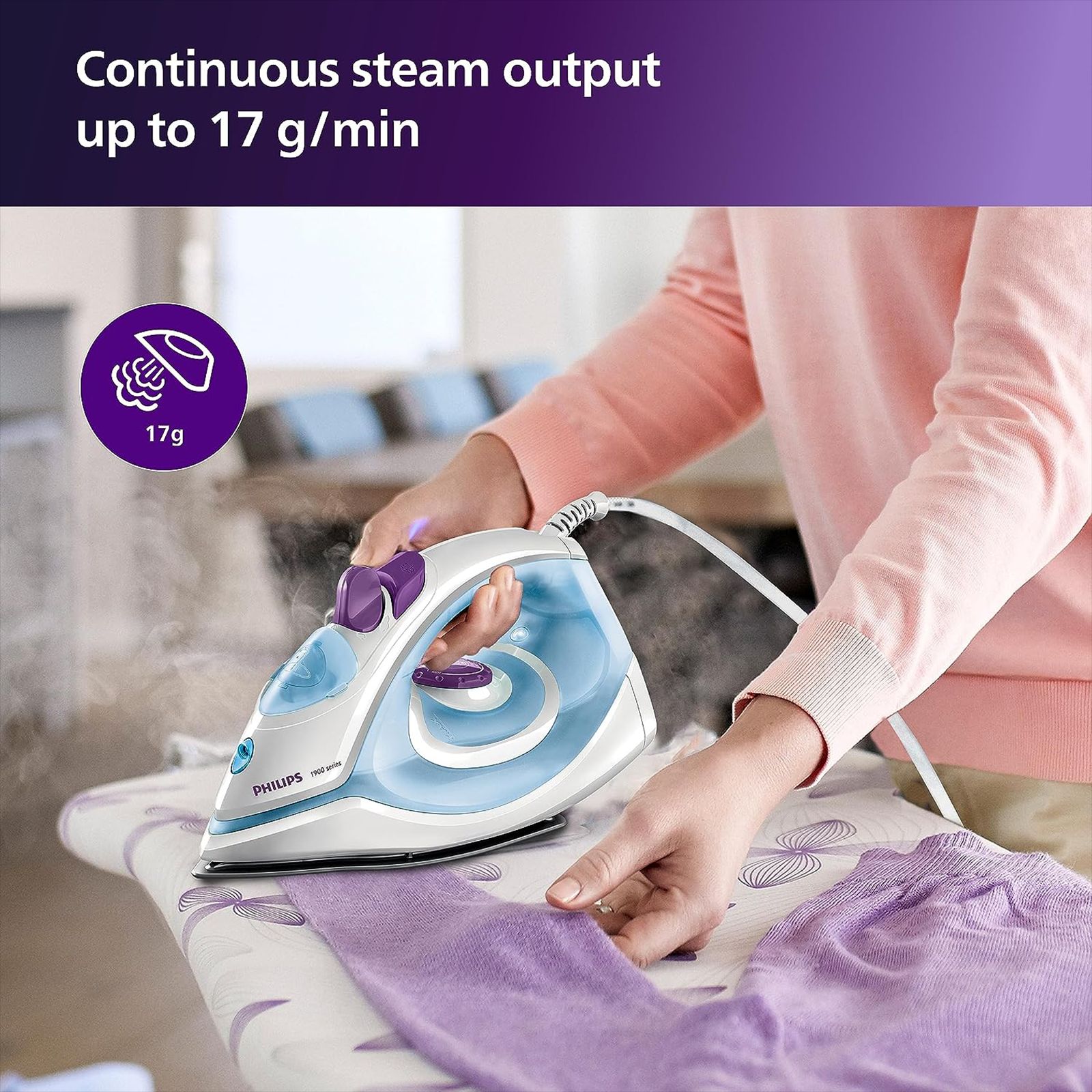 PHILIPS EasySpeed 14 1440 Watts 180ml Steam Iron (Quick Heat-up, Blue) PHILIPS EasySpeed 14 1440 Watts 180ml Steam Iron (Quick Heat-up, Blue)_5