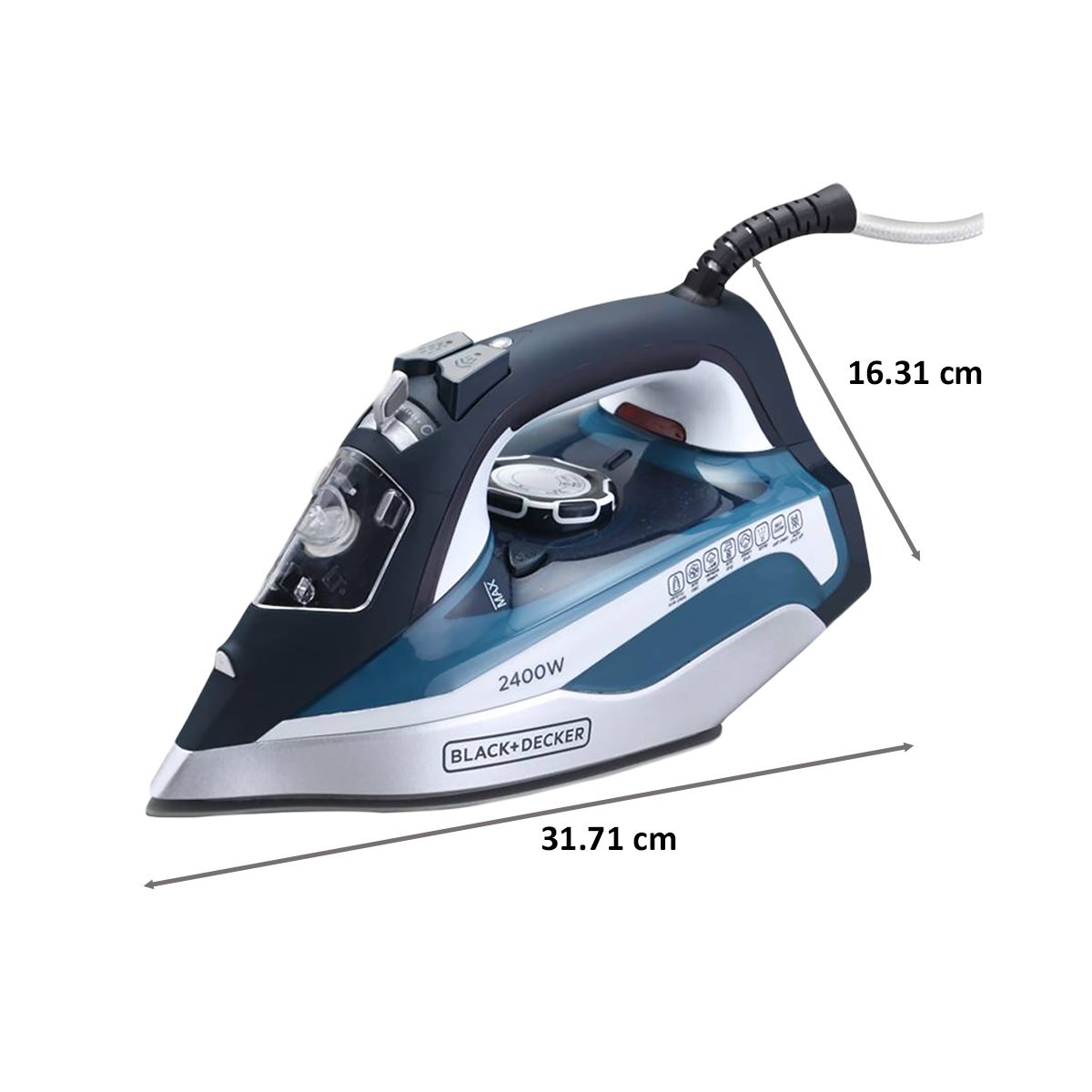 Black & Decker 2400 Watts 380ml Steam Iron (Auto Shut Off, BXIR2401IN, Blue)_2