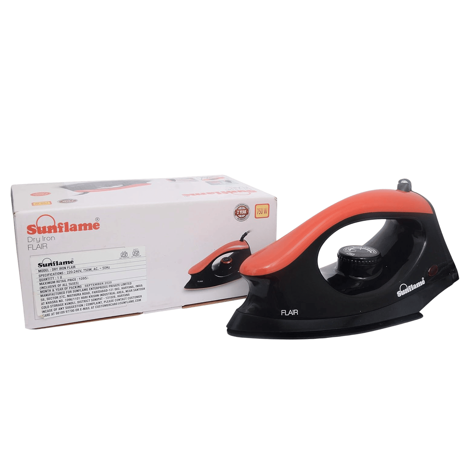 Sunflame Flair 750 Watts Dry Iron (Automatic Temperature Control, Black & Red) Sunflame Flair 750 Watts Dry Iron (Automatic Temperature Control, Black & Red)_6