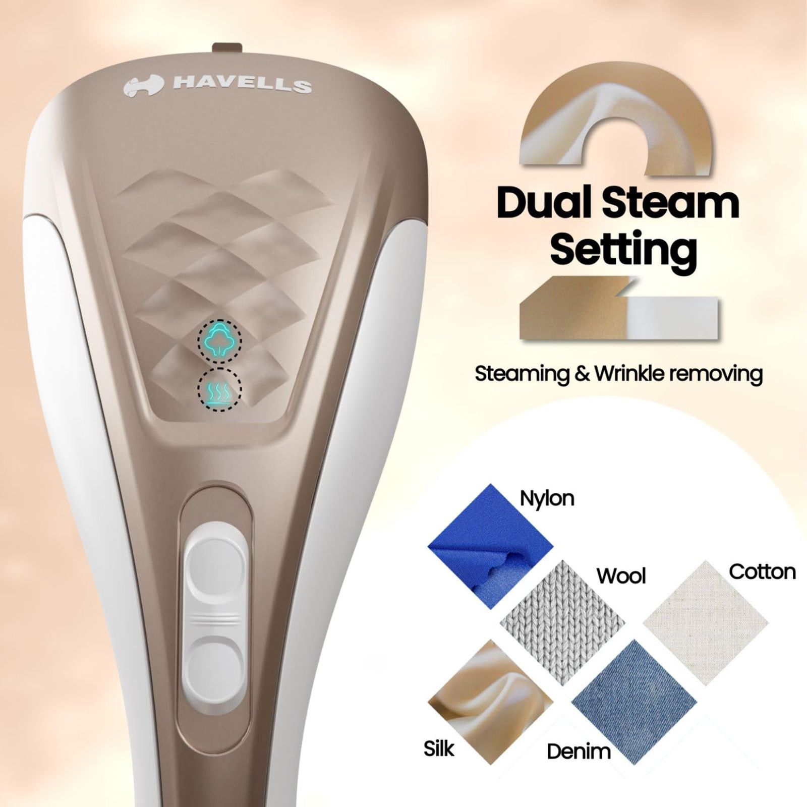 HAVELLS Elegance 1200 Watts Handheld Garment Steamer (150ml Water Tank, 2 Mode, Gold) HAVELLS Elegance 1200 Watts Handheld Garment Steamer (150ml Water Tank, 2 Mode, Gold)_8