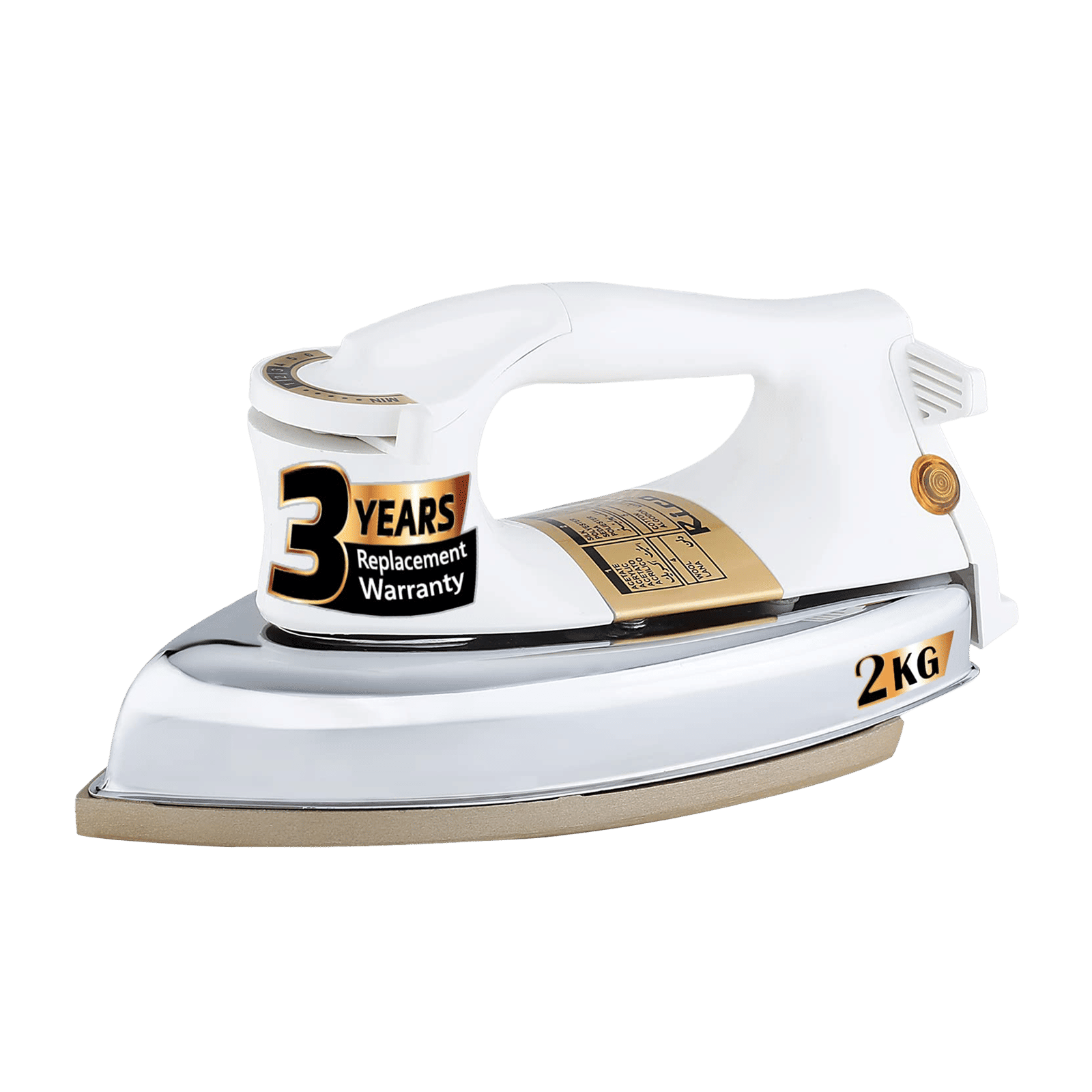 Rico AI13 1000 Watts Dry Iron (Heavy Weight 2kg, White/Silver)_1