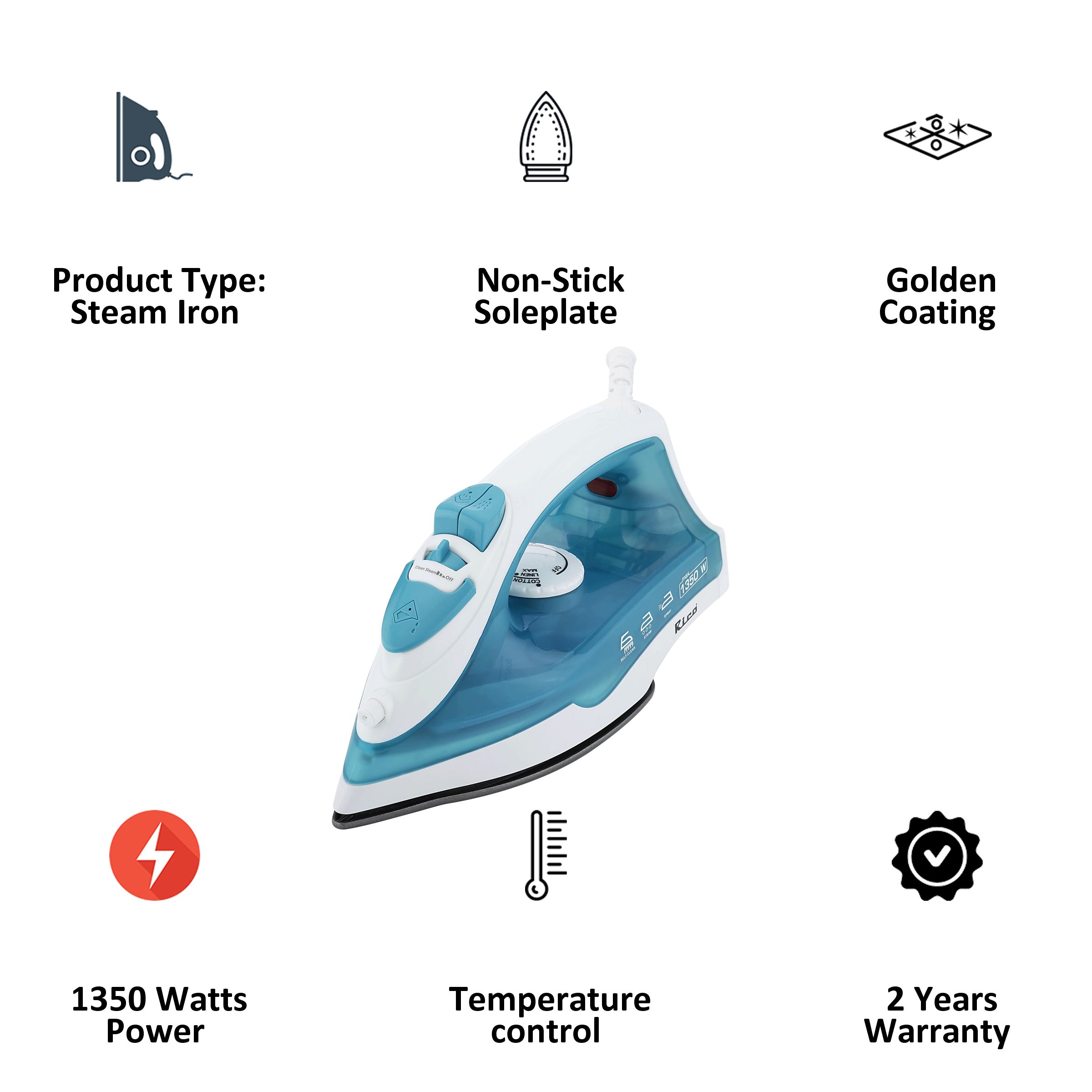 Rico SI03 1350 Watts Steam Iron (Steam burst, Sky Blue)_7