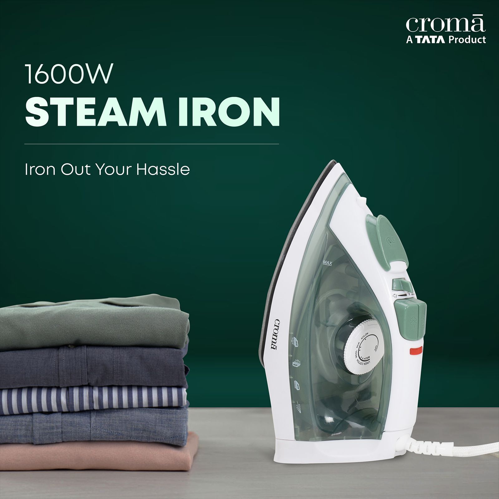 Croma 1600 Watts 210ml Steam Iron (360 Degree Swivel Cord, Grey)_10
