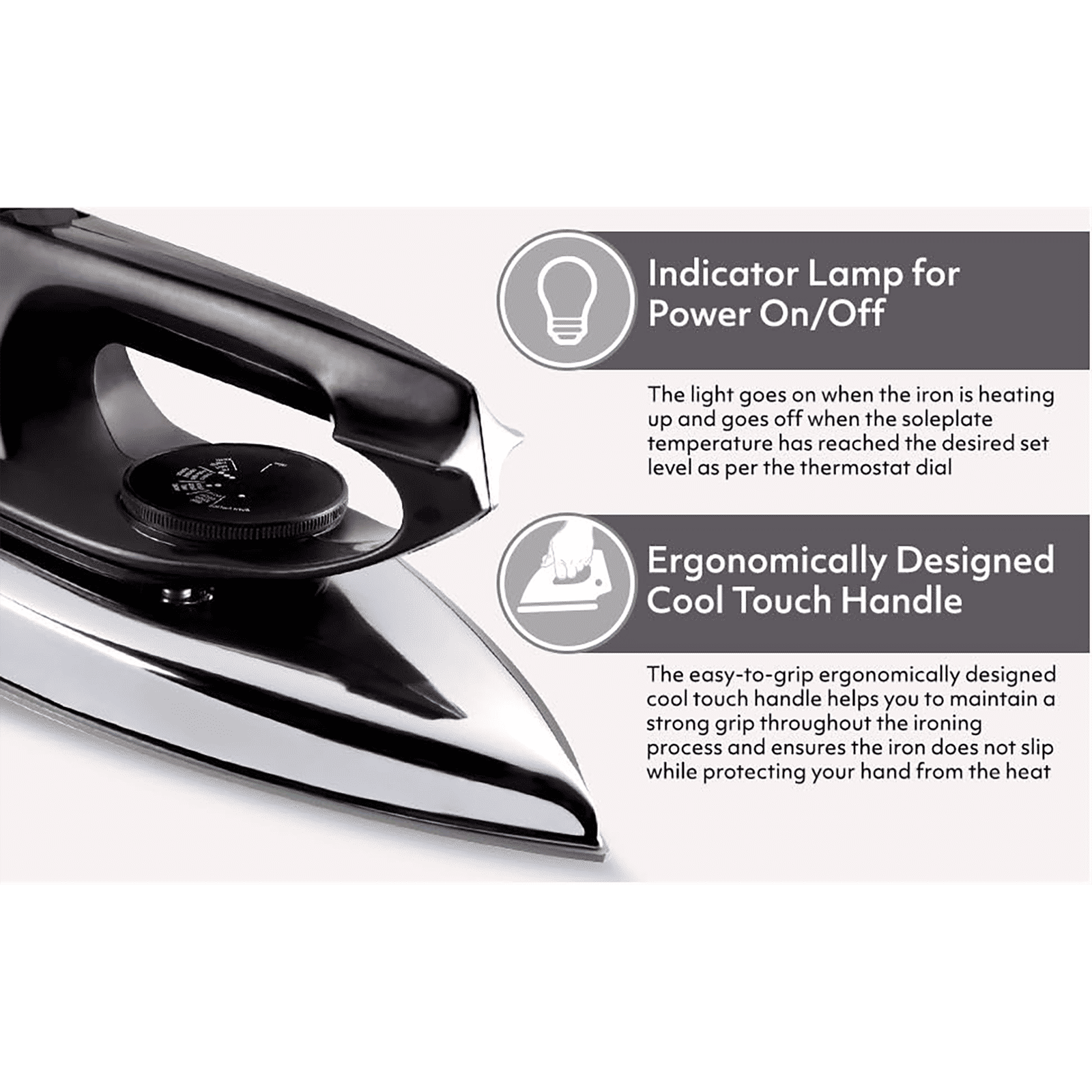 USHA El 2802 1000 Watts Dry Iron (Non Stick Soleplate, White)_7