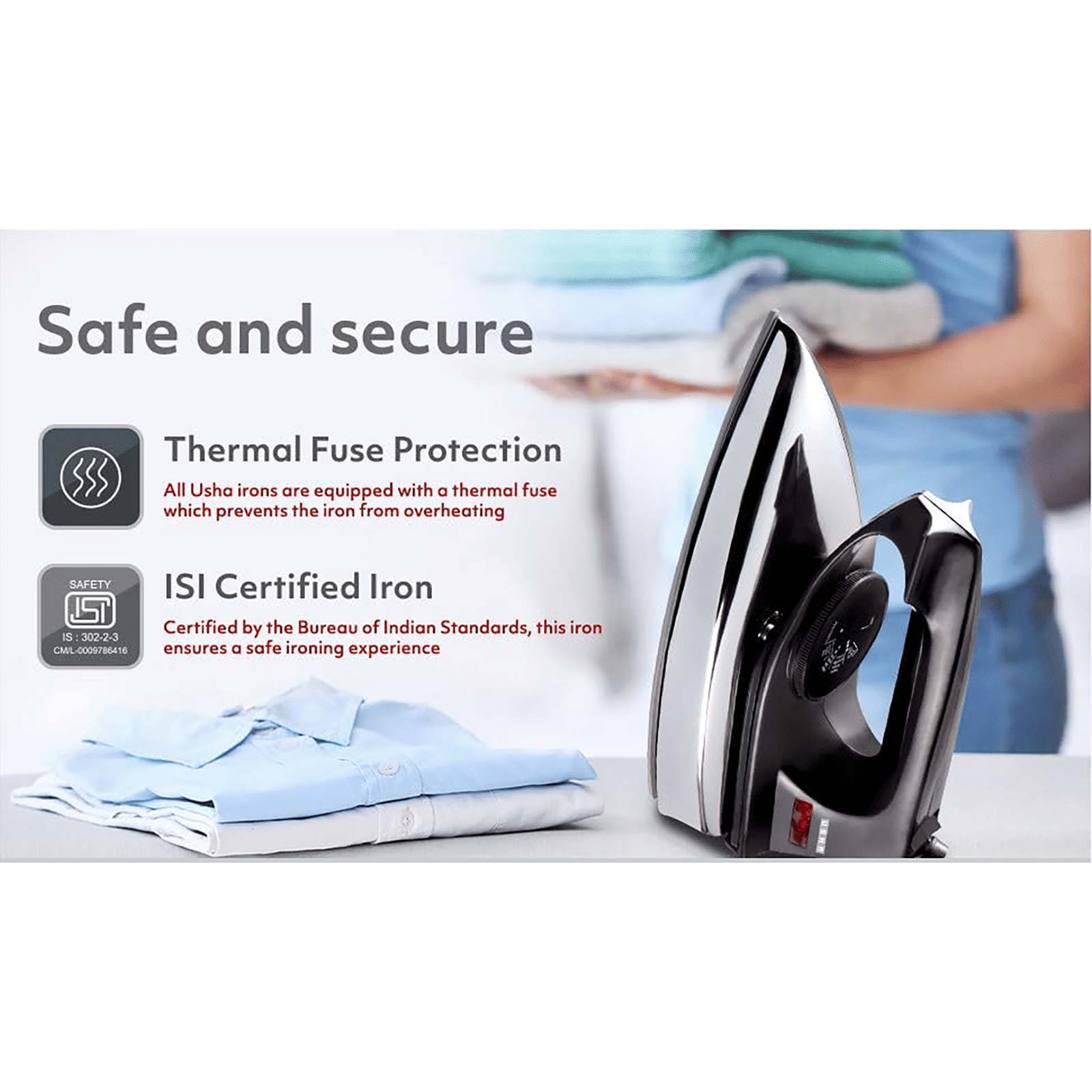 USHA El 2802 1000 Watts Dry Iron (Non Stick Soleplate, White)_8