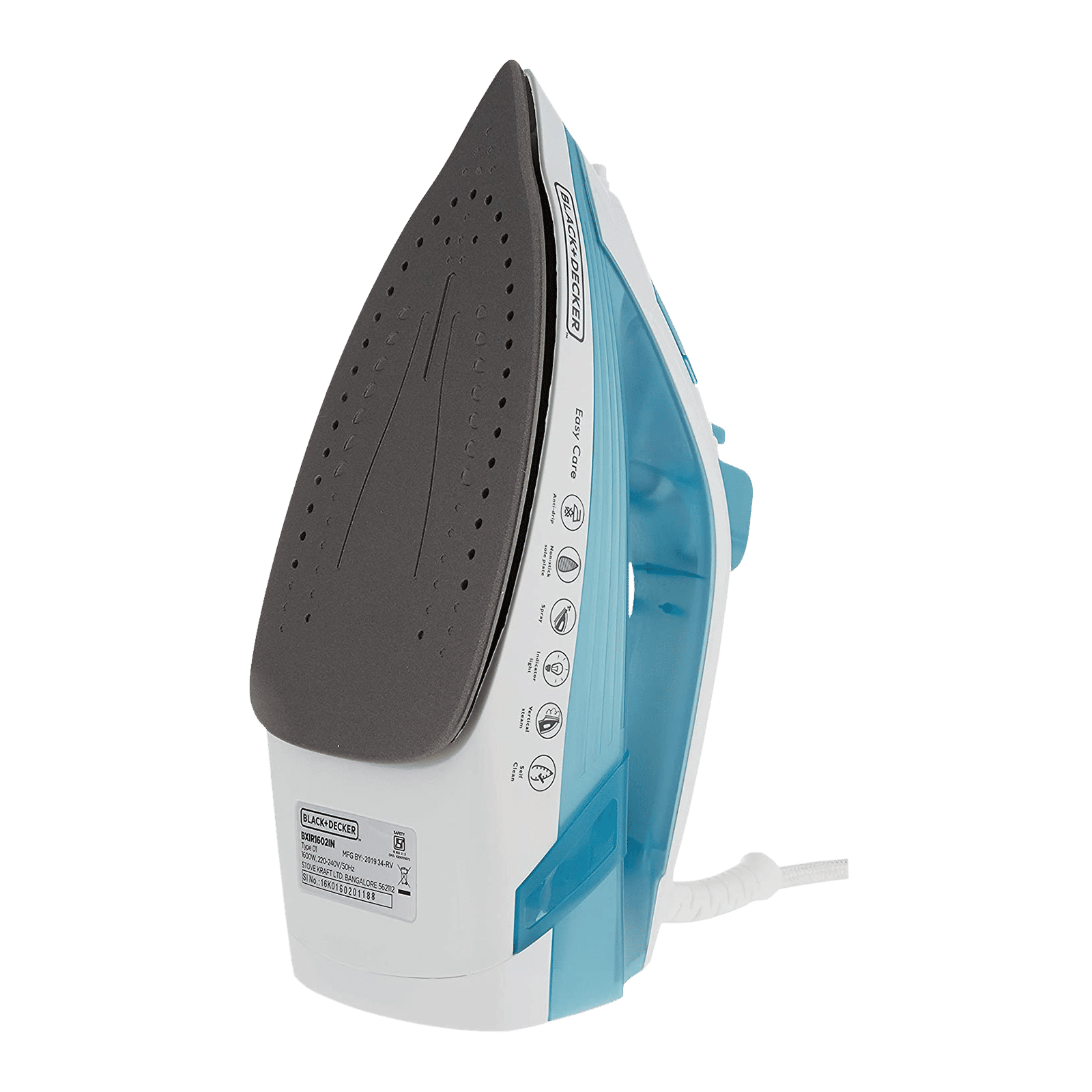 BLACK&DECKER 1600 Watts 220ml Steam Iron (Over-Heat Protection, BXIR1602IN, Blue) BLACK&DECKER 1600 Watts 220ml Steam Iron (Over-Heat Protection, BXIR1602IN, Blue)_3