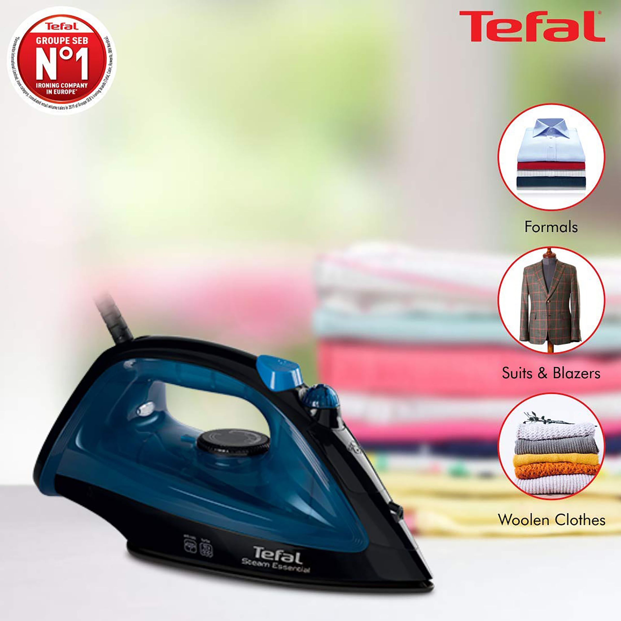 Tefal Steam Essential 1200 Watts 150ml Steam Iron (Anti-Drip Feature, Blue) Tefal Steam Essential 1200 Watts 150ml Steam Iron (Anti-Drip Feature, Blue)_6