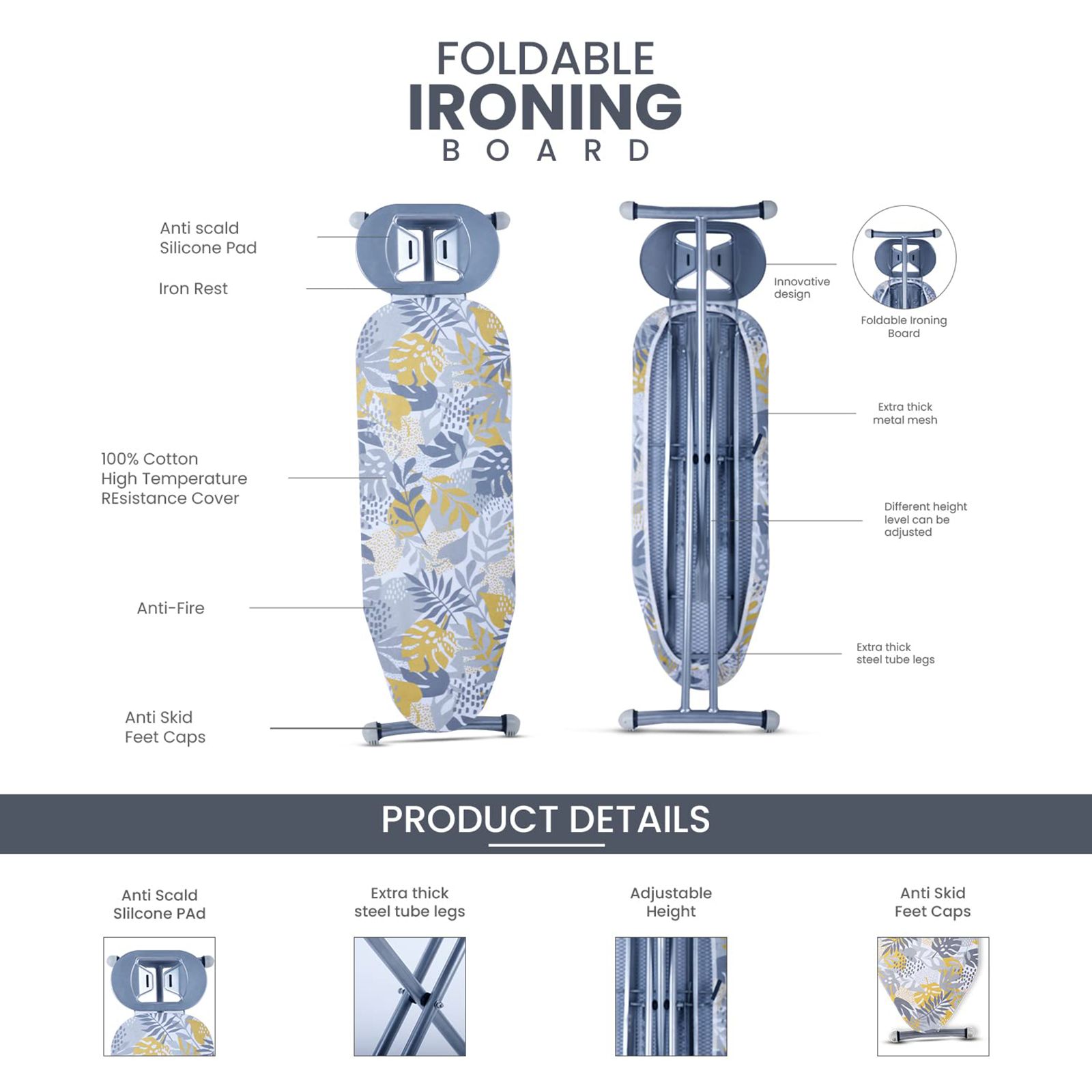 Peng Essentials Ironing Board (Heat Resistant, Floral_3-Leg_L3, Multicolor) Peng Essentials Ironing Board (Heat Resistant, Floral_3-Leg_L3, Multicolor)_4
